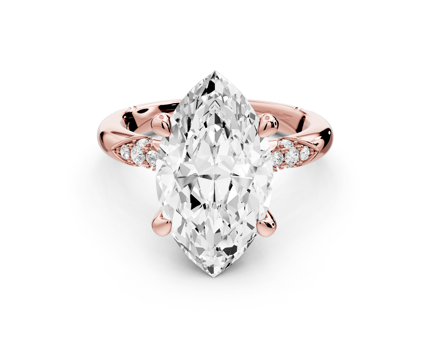 Luna - 4ct 18k rose gold marquise Diamond Crown with Flush - Set Diamond Clusters Engagement Ring - Mr. Alex Jewelry