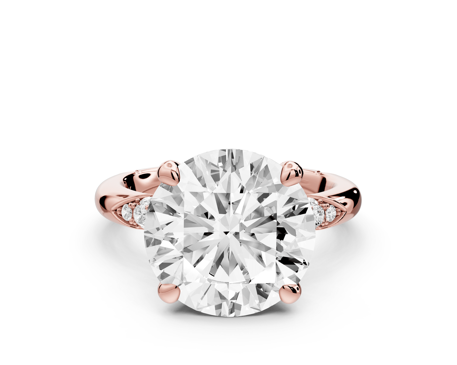 Luna - 4ct 18k rose gold oval Diamond Crown with Flush - Set Diamond Clusters Engagement Ring - Mr. Alex Jewelry