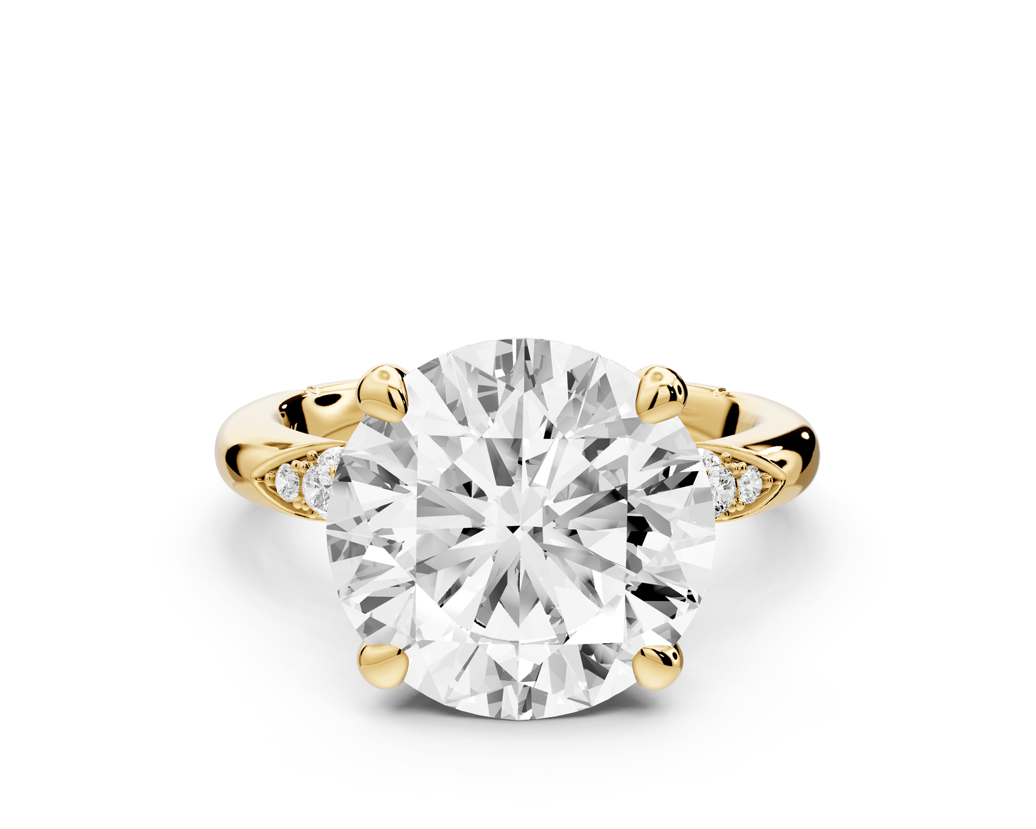 Luna - 4ct 18k yellow gold oval Diamond Crown with Flush - Set Diamond Clusters Engagement Ring - Mr. Alex Jewelry