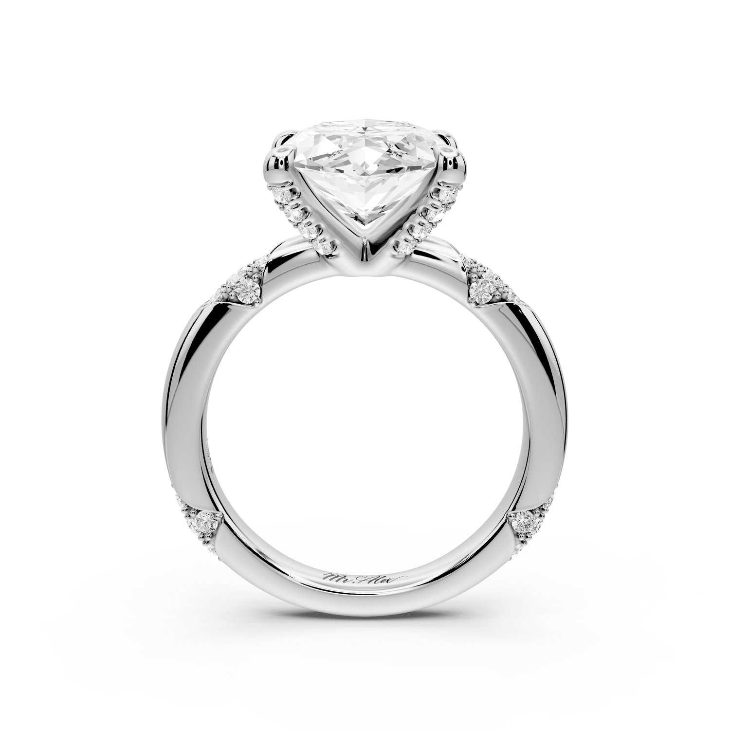 Luna - 4ct platinum marquise Diamond Crown with Flush - Set Diamond Clusters Engagement Ring - Mr. Alex Jewelry
