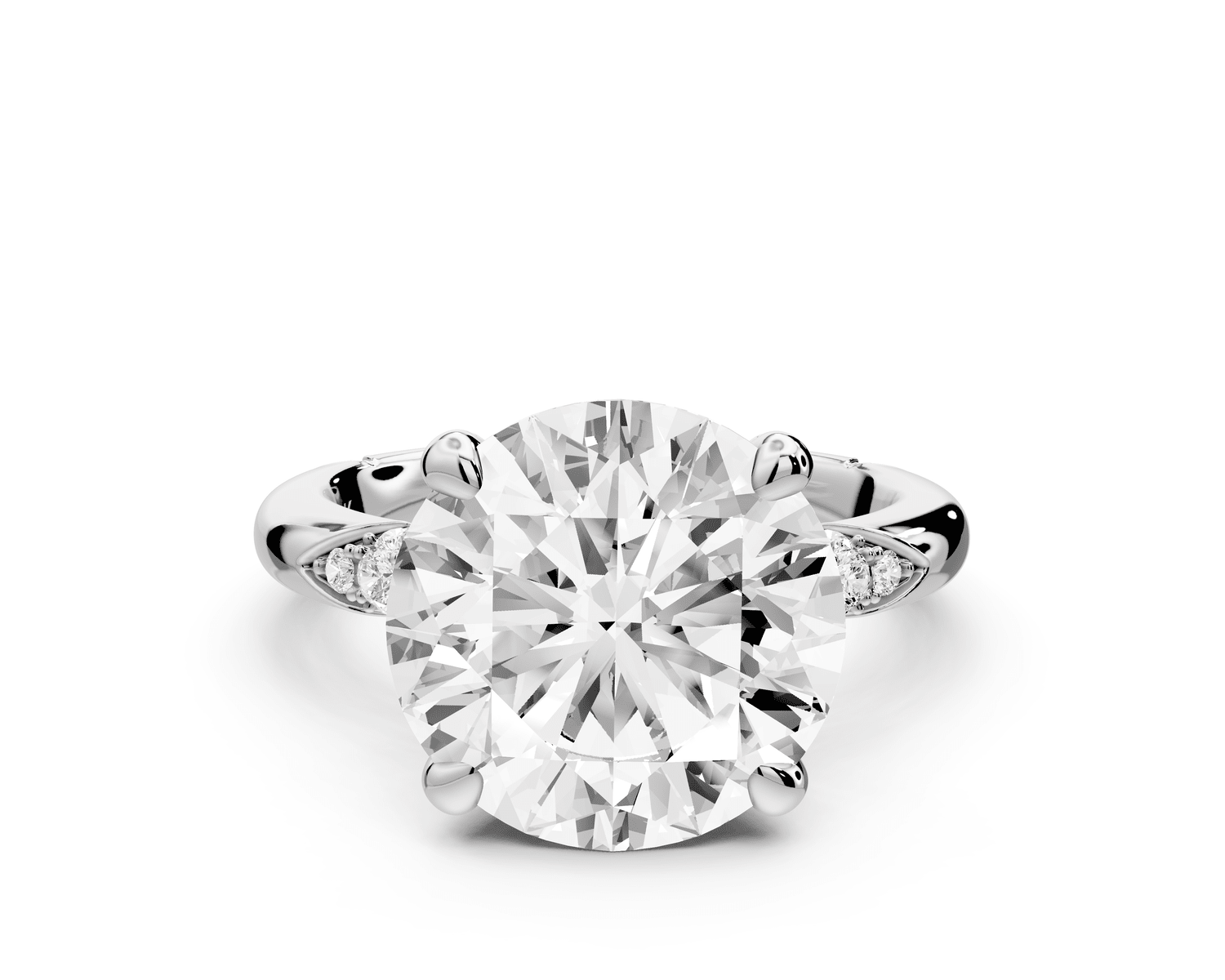Luna - 4ct platinum oval Diamond Crown with Flush - Set Diamond Clusters Engagement Ring - Mr. Alex Jewelry