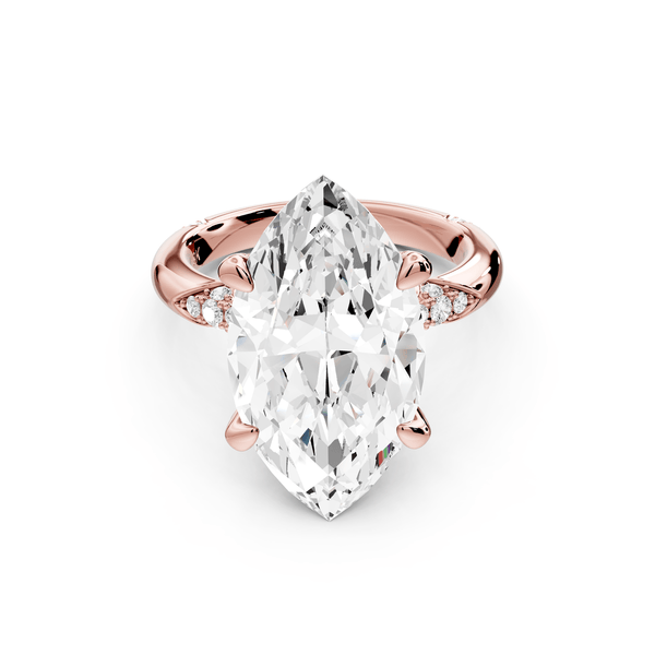 Luna - 5ct 14k rose gold marquise Diamond Crown with Flush - Set Diamond Clusters Engagement Ring - Mr. Alex Jewelry