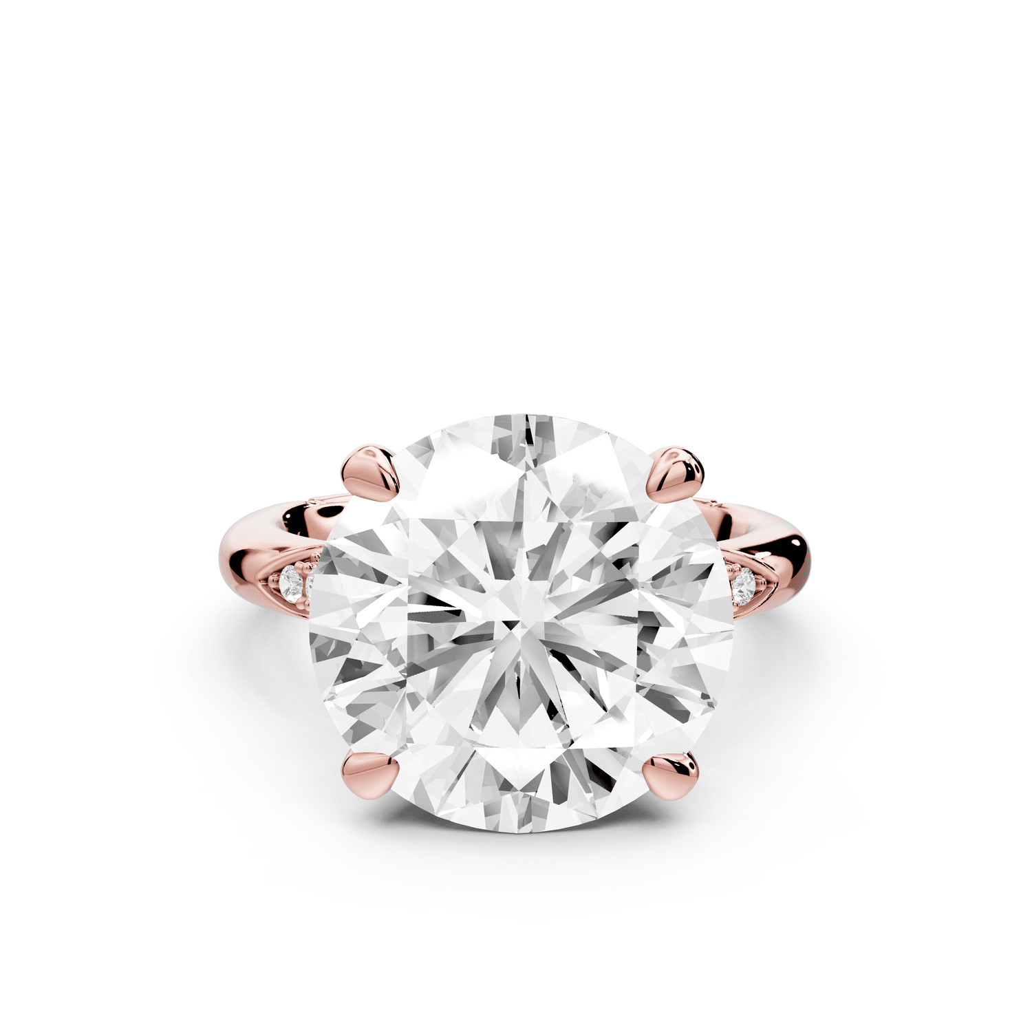 Luna - 5ct 14k rose gold oval Diamond Crown with Flush - Set Diamond Clusters Engagement Ring - Mr. Alex Jewelry