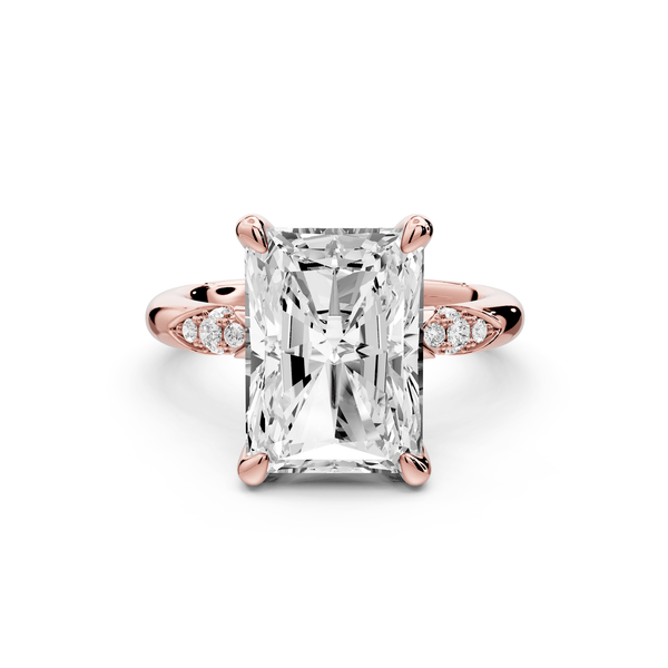 Luna - 5ct 14k rose gold radiant Diamond Crown with Flush - Set Diamond Clusters Engagement Ring - Mr. Alex Jewelry