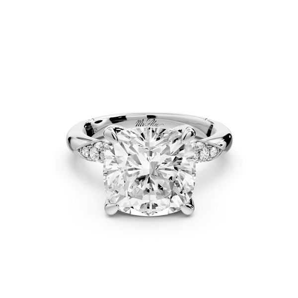 Luna - 5ct 14k white gold cushion Diamond Crown with Flush - Set Diamond Clusters Engagement Ring - Mr. Alex Jewelry