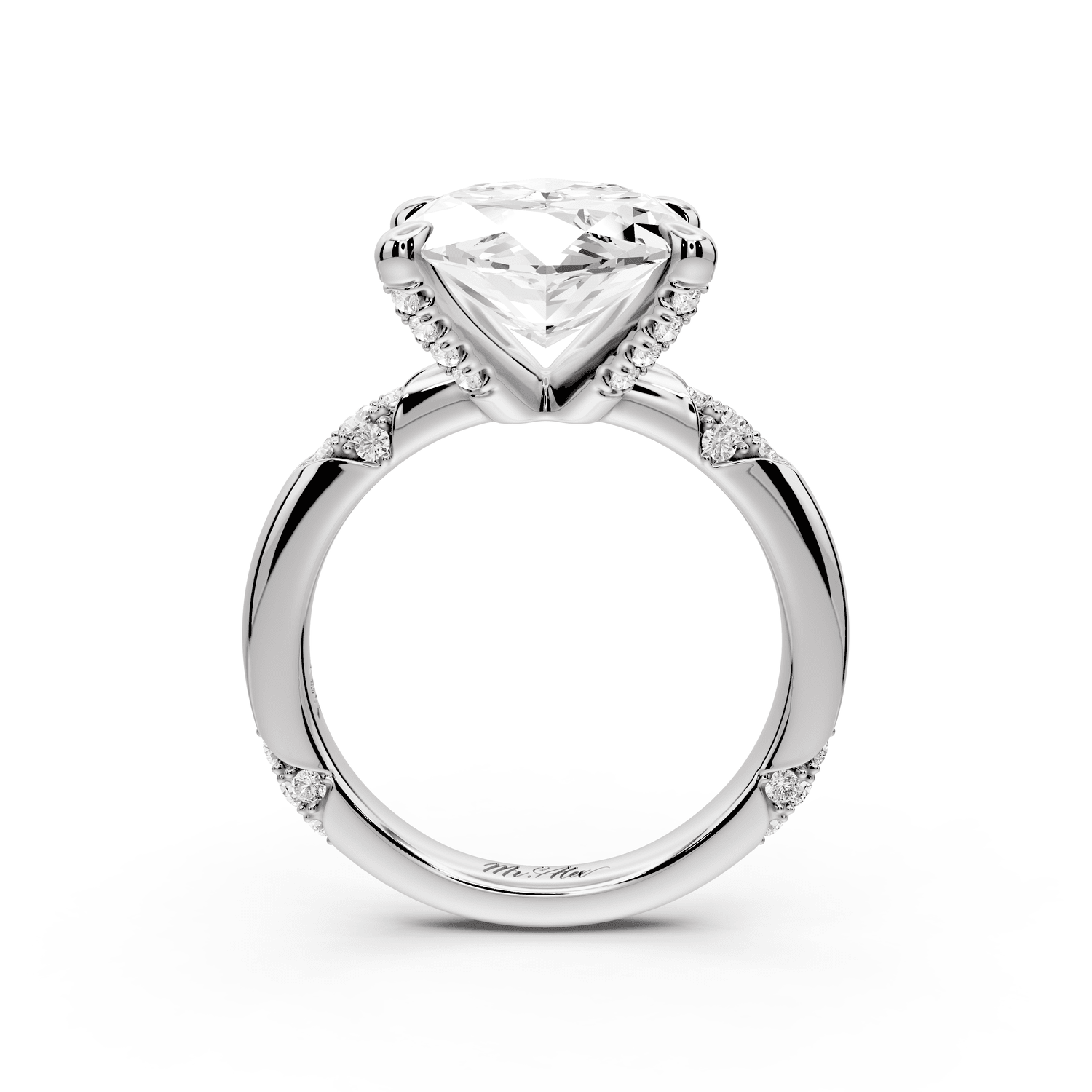Luna - 5ct 14k white gold marquise Diamond Crown with Flush - Set Diamond Clusters Engagement Ring - Mr. Alex Jewelry