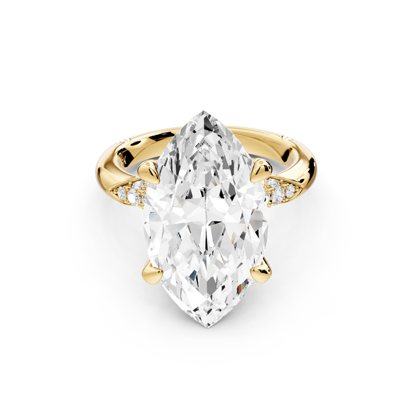 Luna - 5ct 14k yellow gold marquise Diamond Crown with Flush - Set Diamond Clusters Engagement Ring - Mr. Alex Jewelry