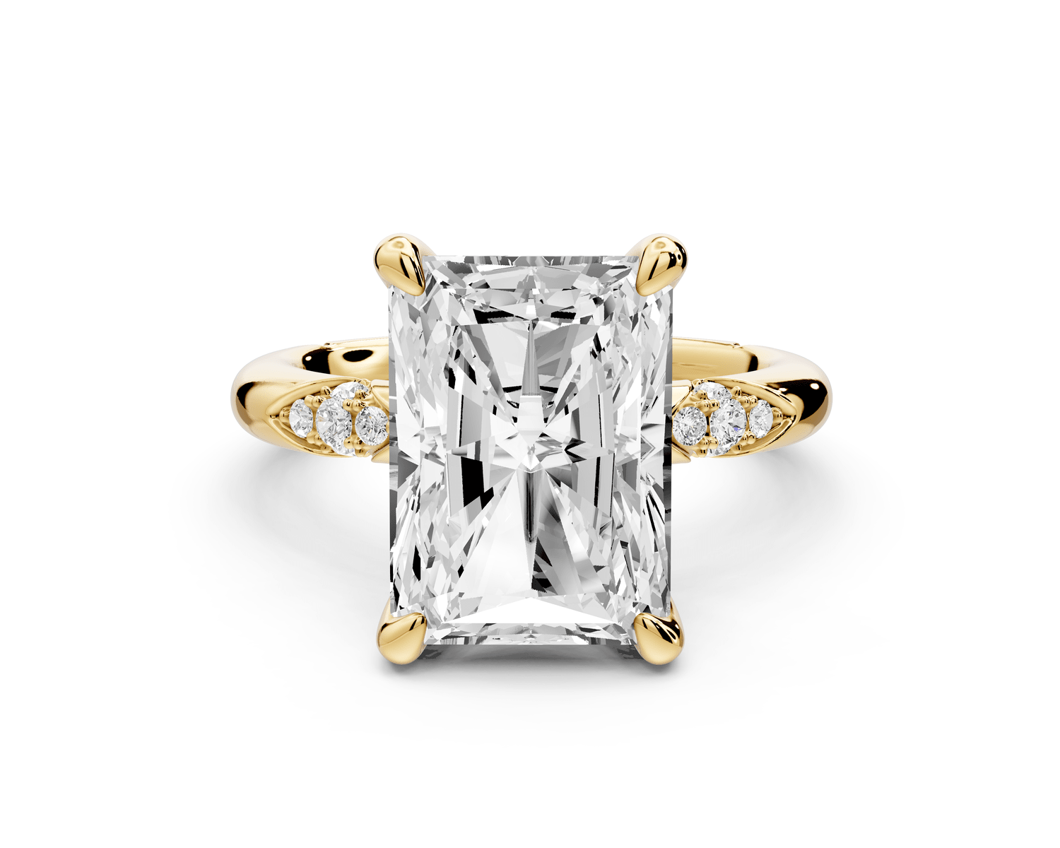 Luna - 5ct 14k yellow gold radiant Diamond Crown with Flush - Set Diamond Clusters Engagement Ring - Mr. Alex Jewelry