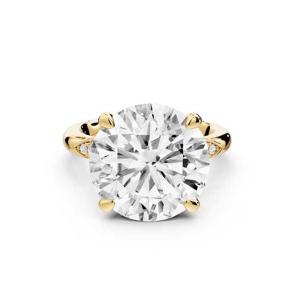 Luna - 5ct 14k yellow gold round Diamond Crown with Flush - Set Diamond Clusters Engagement Ring - Mr. Alex Jewelry
