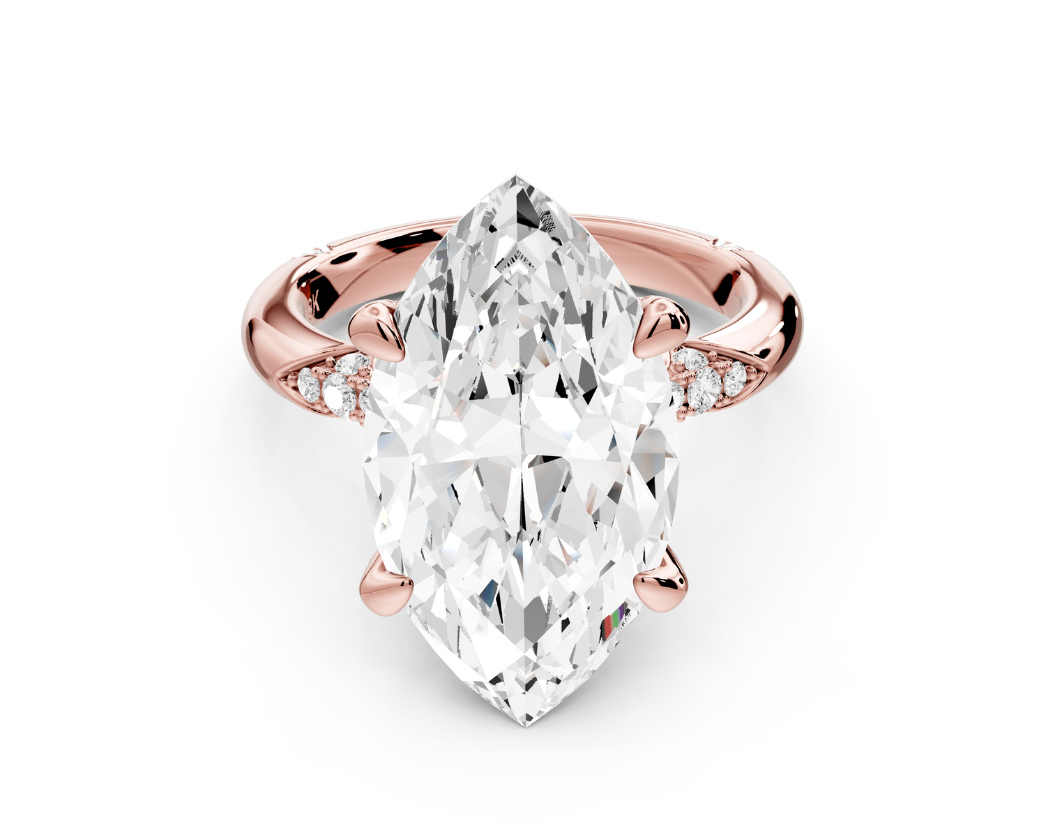 Luna - 5ct 18k rose gold marquise Diamond Crown with Flush - Set Diamond Clusters Engagement Ring - Mr. Alex Jewelry