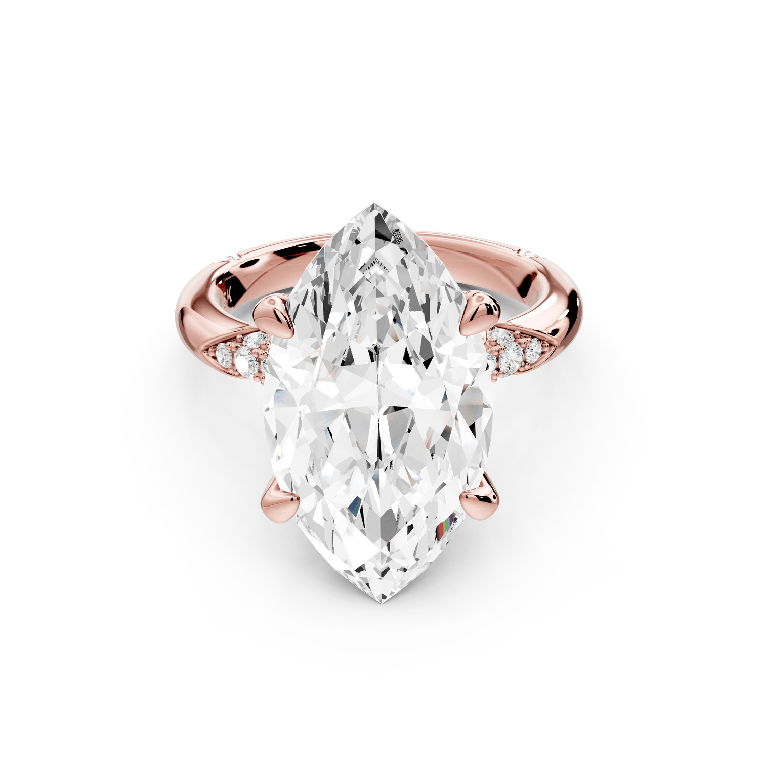 Luna - 5ct 18k rose gold marquise Diamond Crown with Flush - Set Diamond Clusters Engagement Ring - Mr. Alex Jewelry