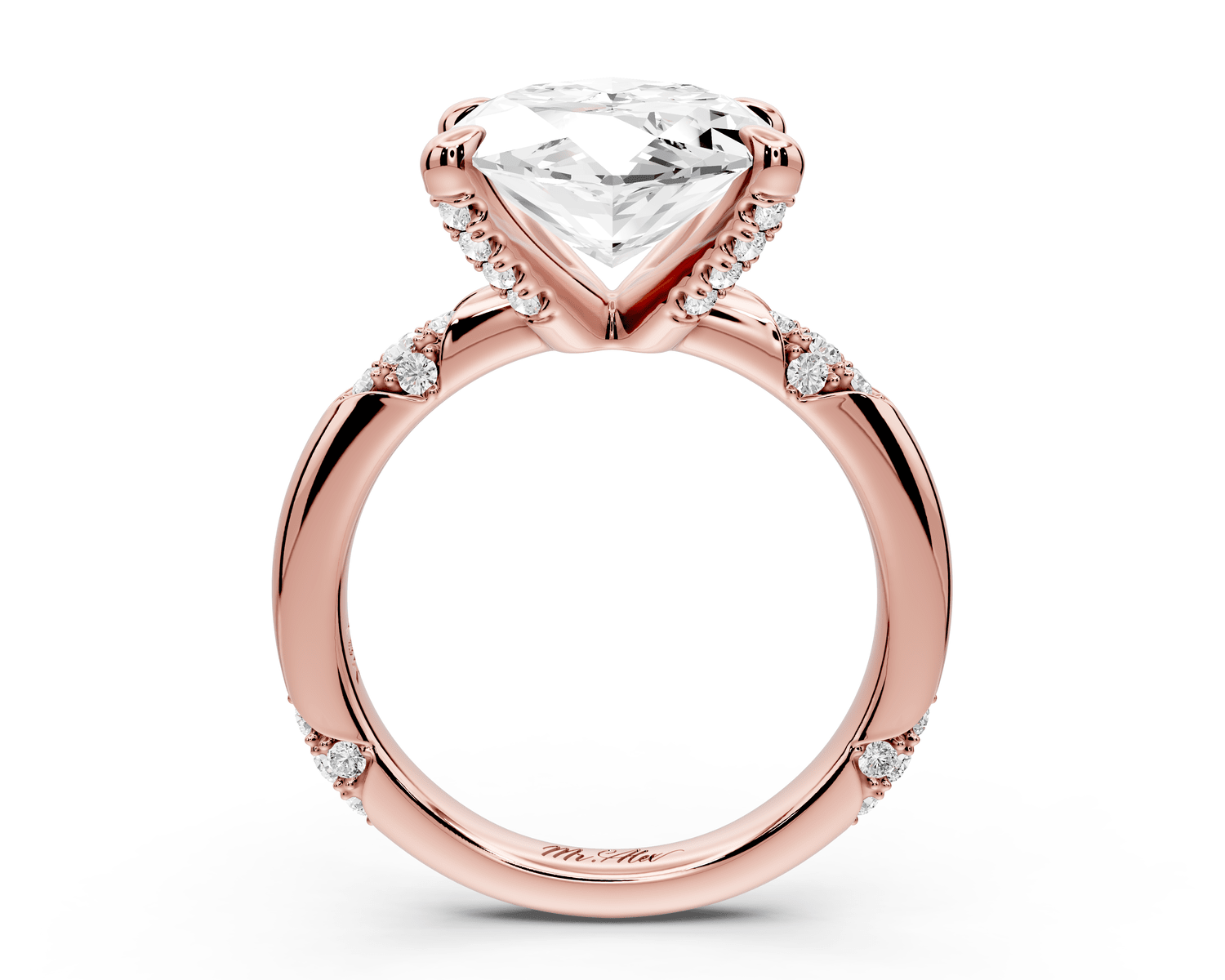 Luna - 5ct 18k rose gold marquise Diamond Crown with Flush - Set Diamond Clusters Engagement Ring - Mr. Alex Jewelry