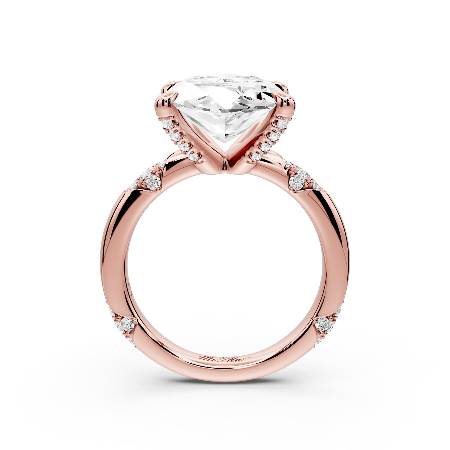 Luna - 5ct 18k rose gold marquise Diamond Crown with Flush - Set Diamond Clusters Engagement Ring - Mr. Alex Jewelry