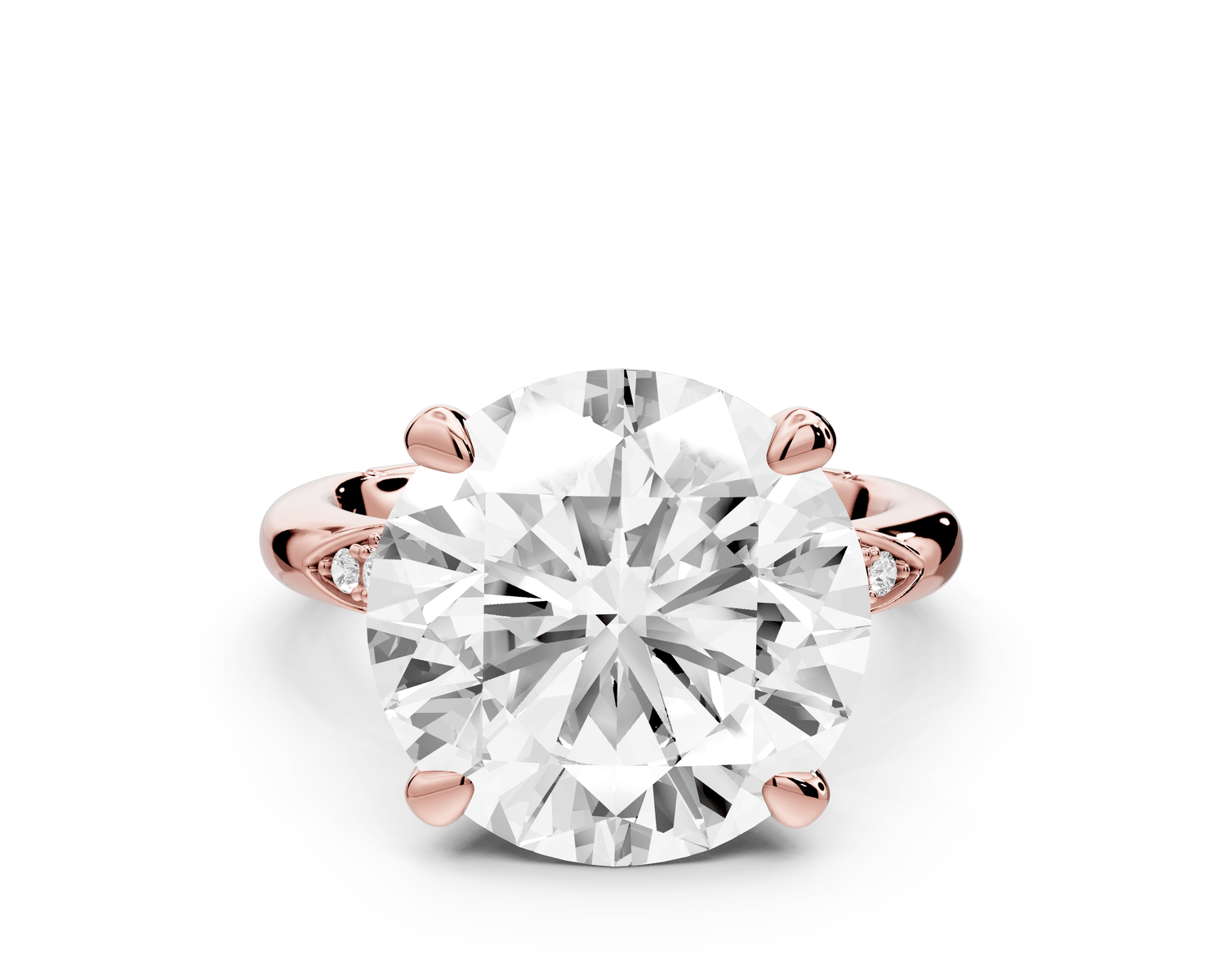 Luna - 5ct 18k rose gold oval Diamond Crown with Flush - Set Diamond Clusters Engagement Ring - Mr. Alex Jewelry