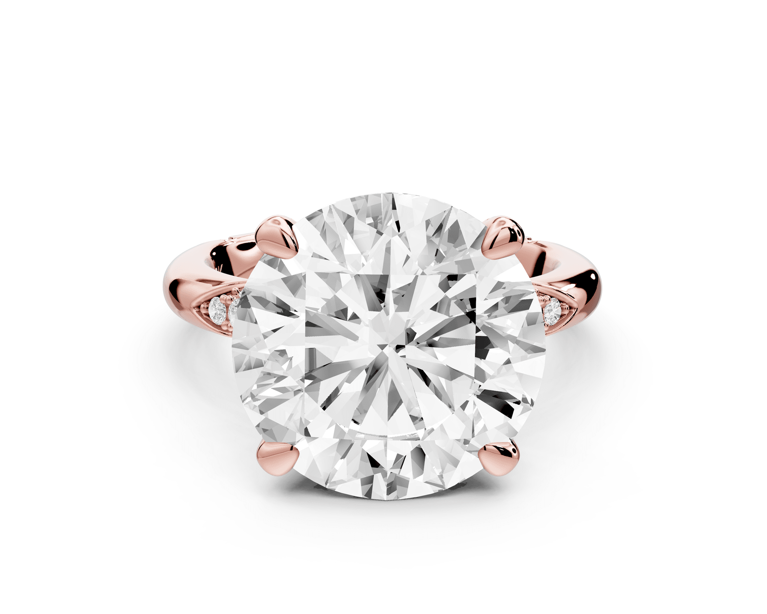 Luna - 5ct 18k rose gold round Diamond Crown with Flush - Set Diamond Clusters Engagement Ring - Mr. Alex Jewelry
