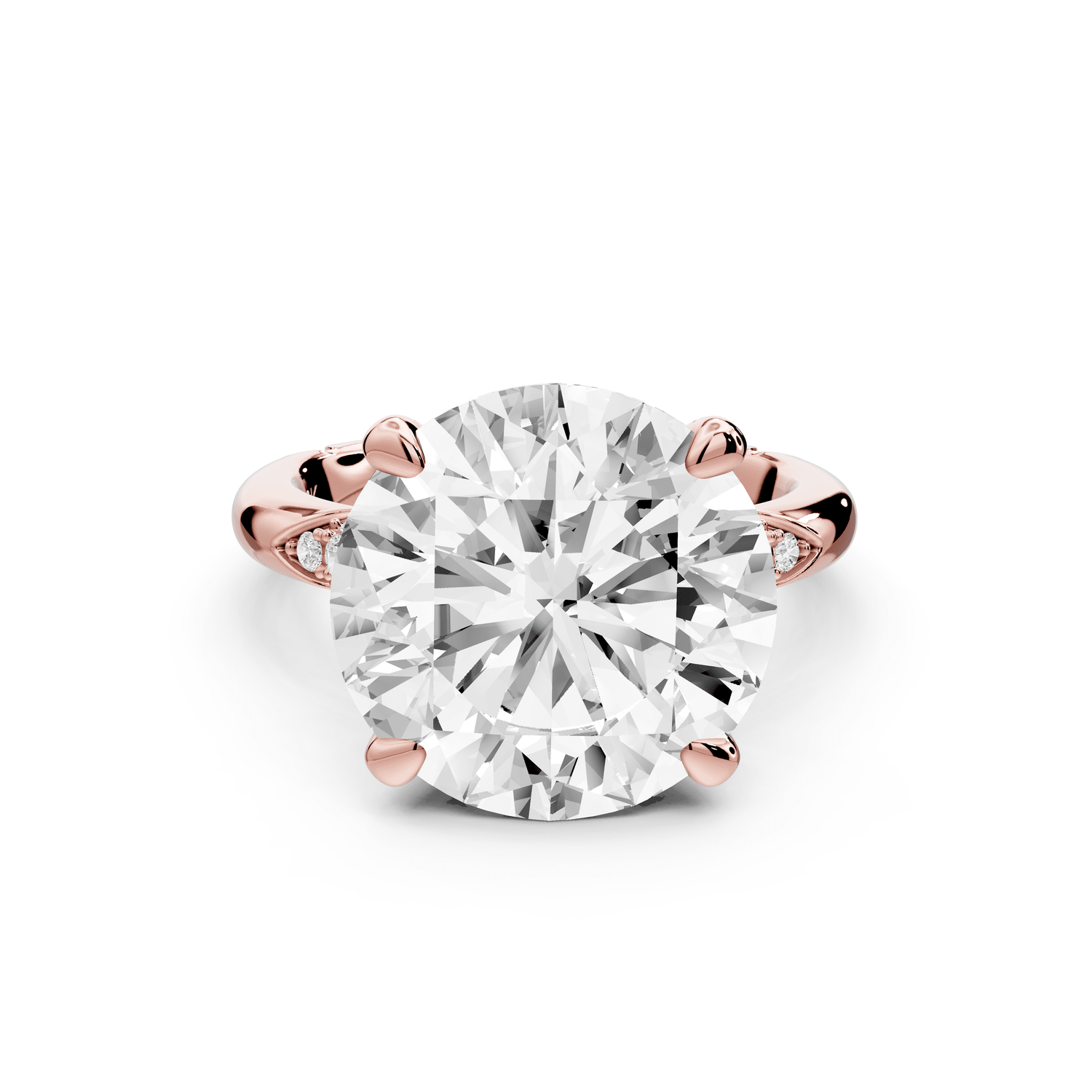 Luna - 5ct 18k rose gold round Diamond Crown with Flush - Set Diamond Clusters Engagement Ring - Mr. Alex Jewelry