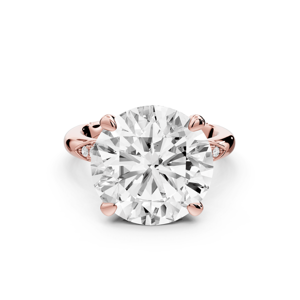 Luna - 5ct 18k rose gold round Diamond Crown with Flush - Set Diamond Clusters Engagement Ring - Mr. Alex Jewelry