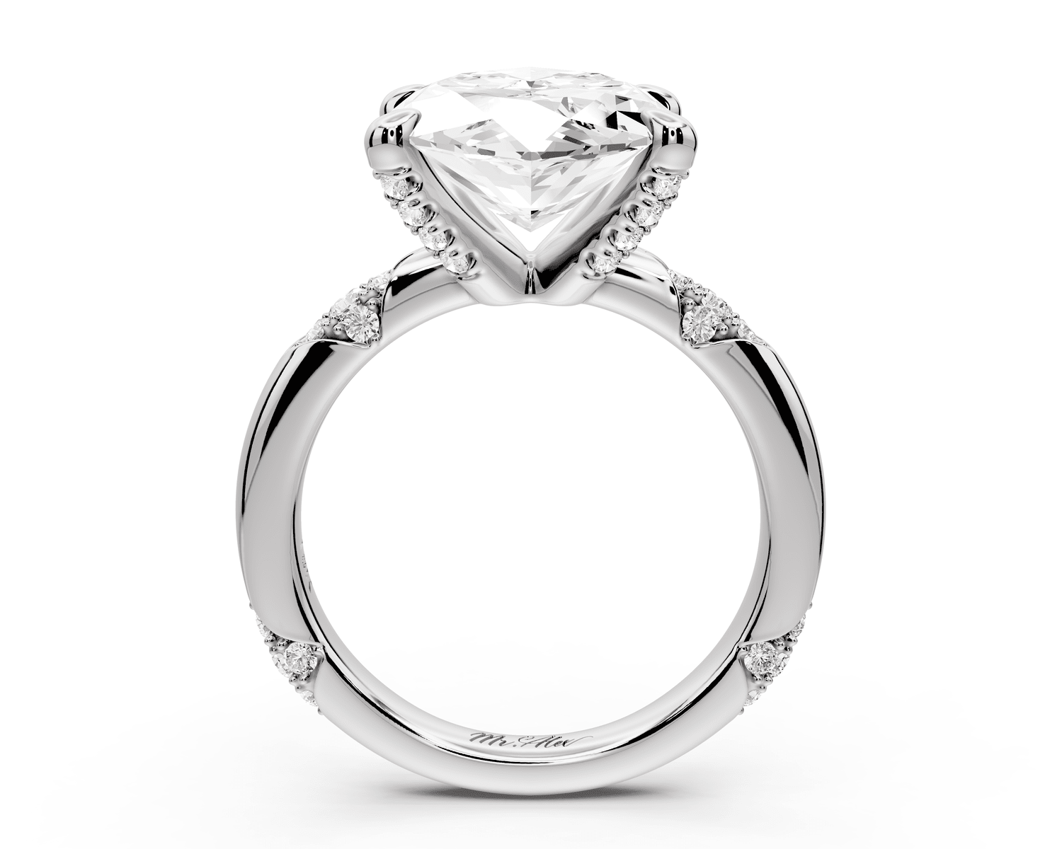 Luna - 5ct 18k white gold marquise Diamond Crown with Flush - Set Diamond Clusters Engagement Ring - Mr. Alex Jewelry