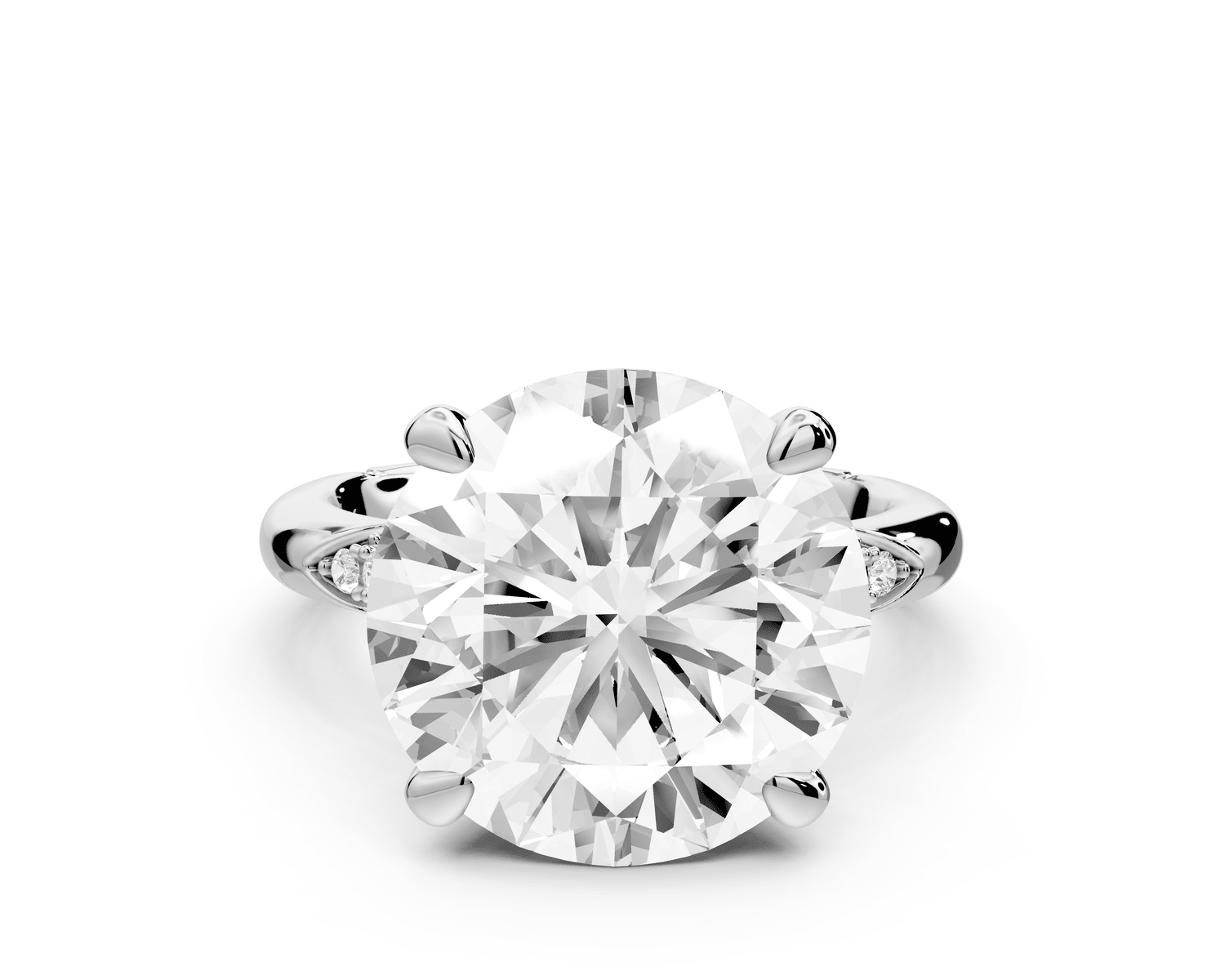 Luna - 5ct 18k white gold oval Diamond Crown with Flush - Set Diamond Clusters Engagement Ring - Mr. Alex Jewelry