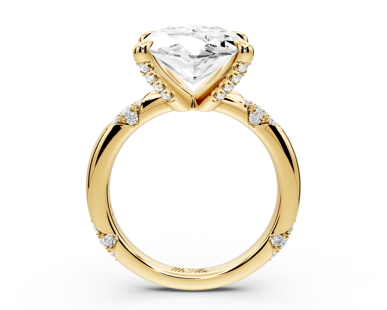 Luna - 5ct 18k yellow gold marquise Diamond Crown with Flush - Set Diamond Clusters Engagement Ring - Mr. Alex Jewelry