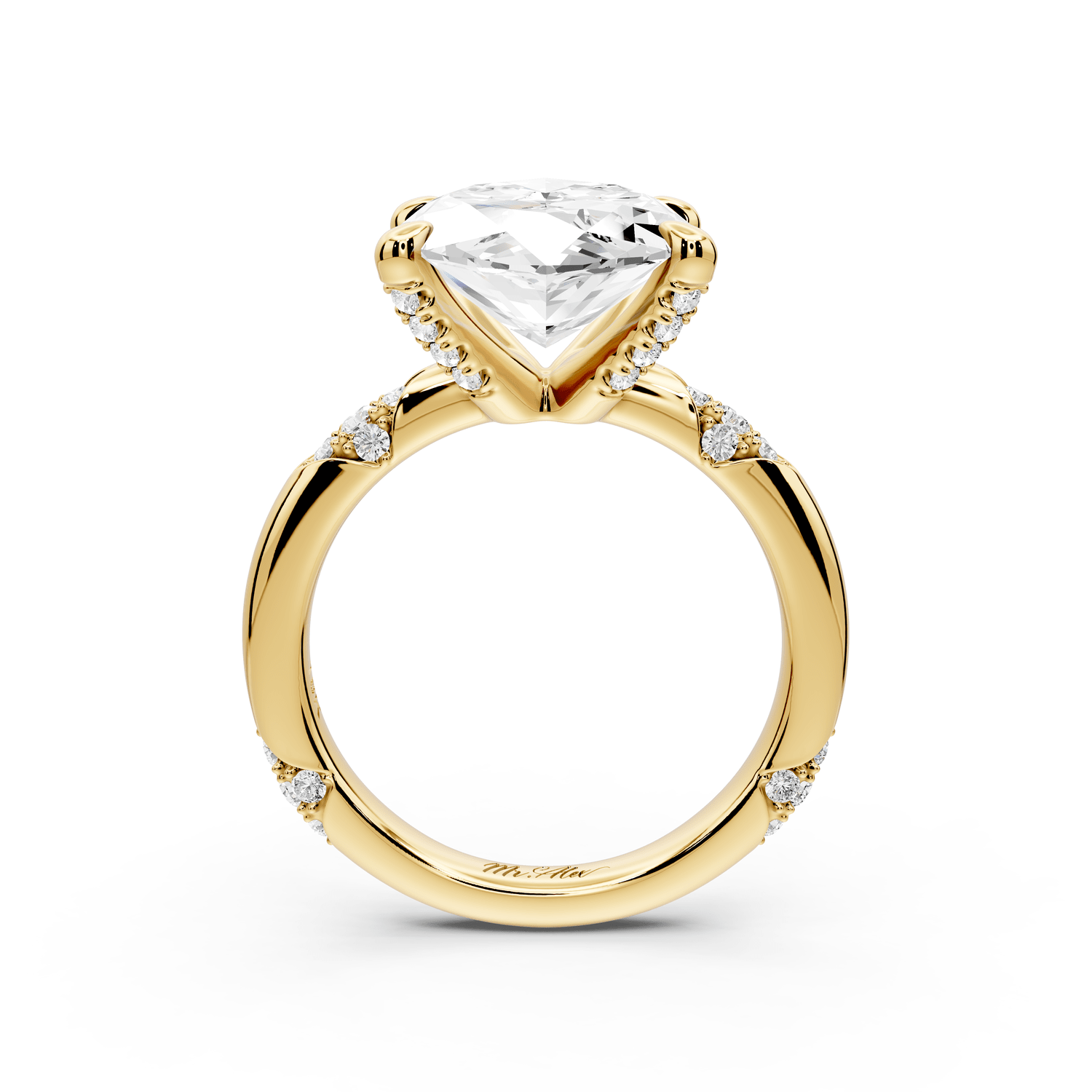 Luna - 5ct 18k yellow gold marquise Diamond Crown with Flush - Set Diamond Clusters Engagement Ring - Mr. Alex Jewelry