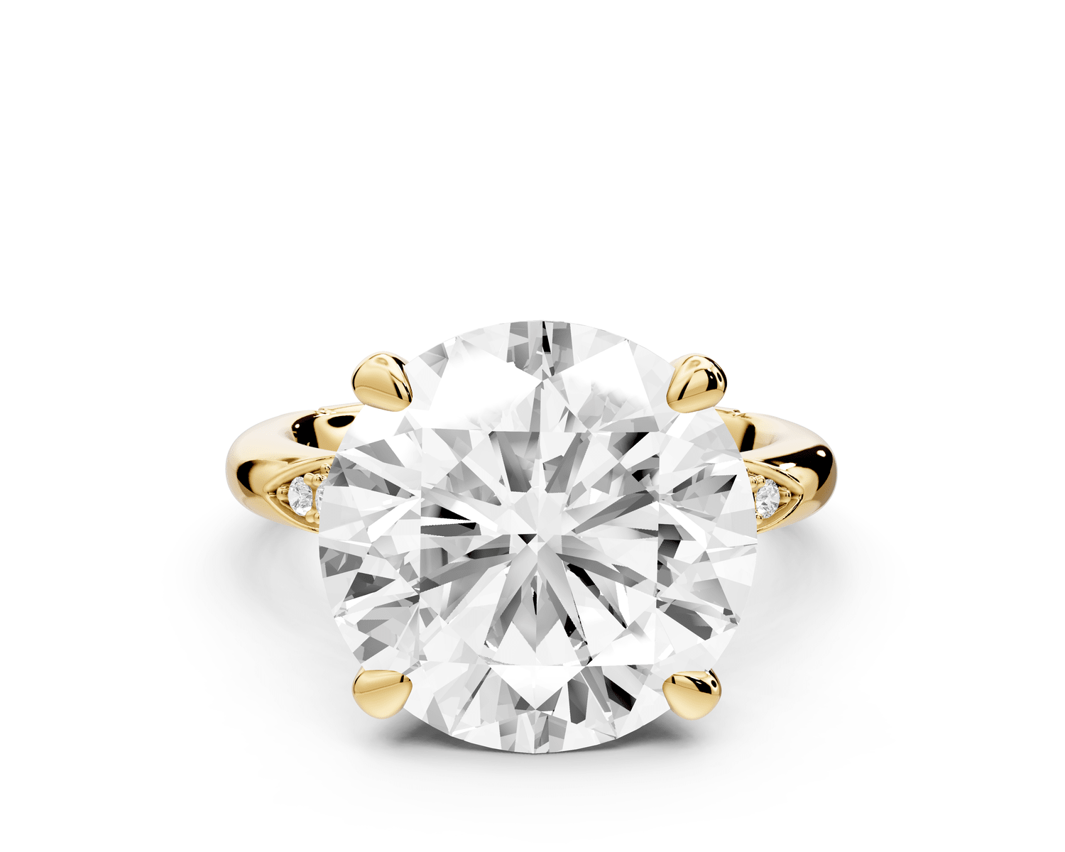 Luna - 5ct 18k yellow gold oval Diamond Crown with Flush - Set Diamond Clusters Engagement Ring - Mr. Alex Jewelry