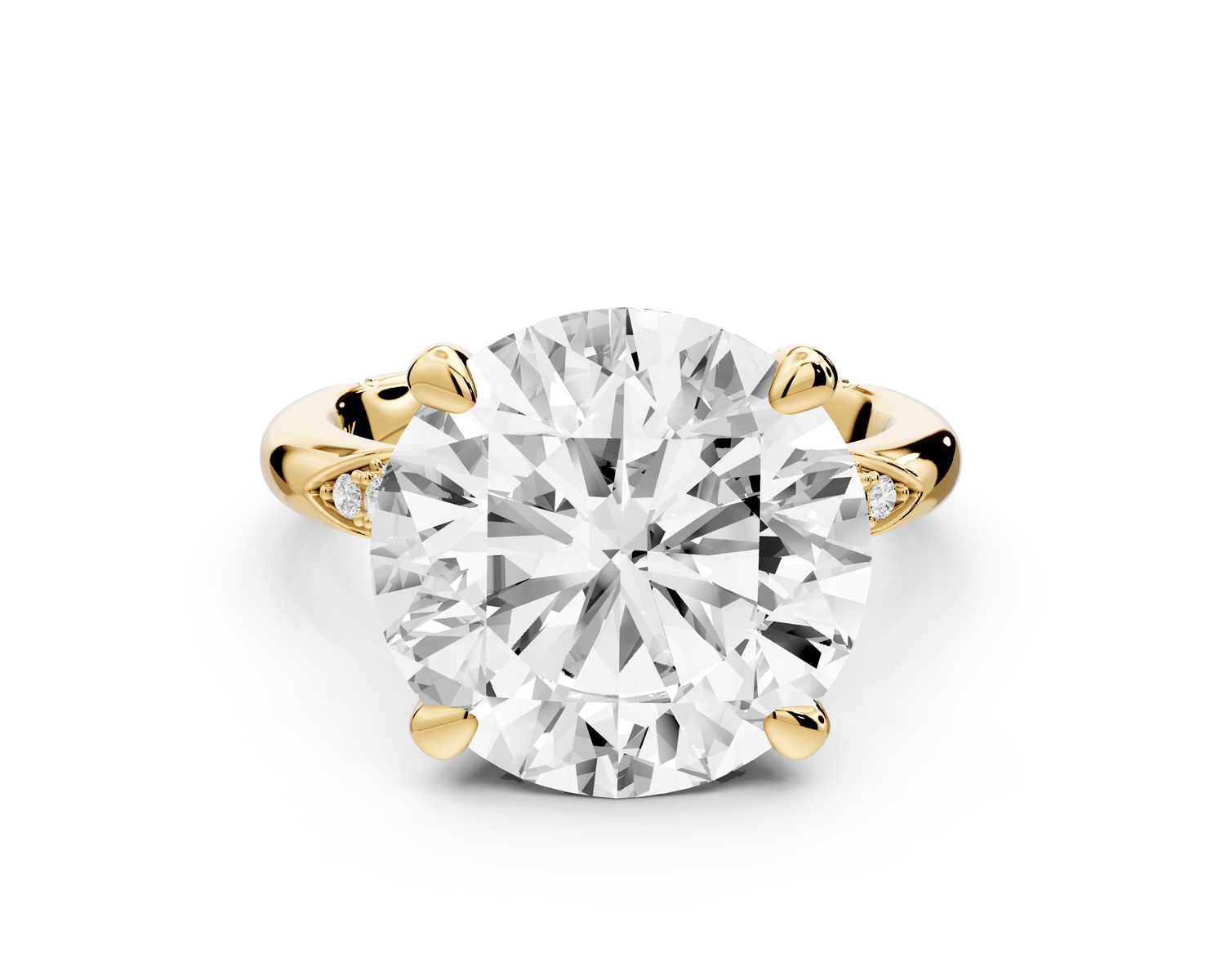 Luna - 5ct 18k yellow gold round Diamond Crown with Flush - Set Diamond Clusters Engagement Ring - Mr. Alex Jewelry