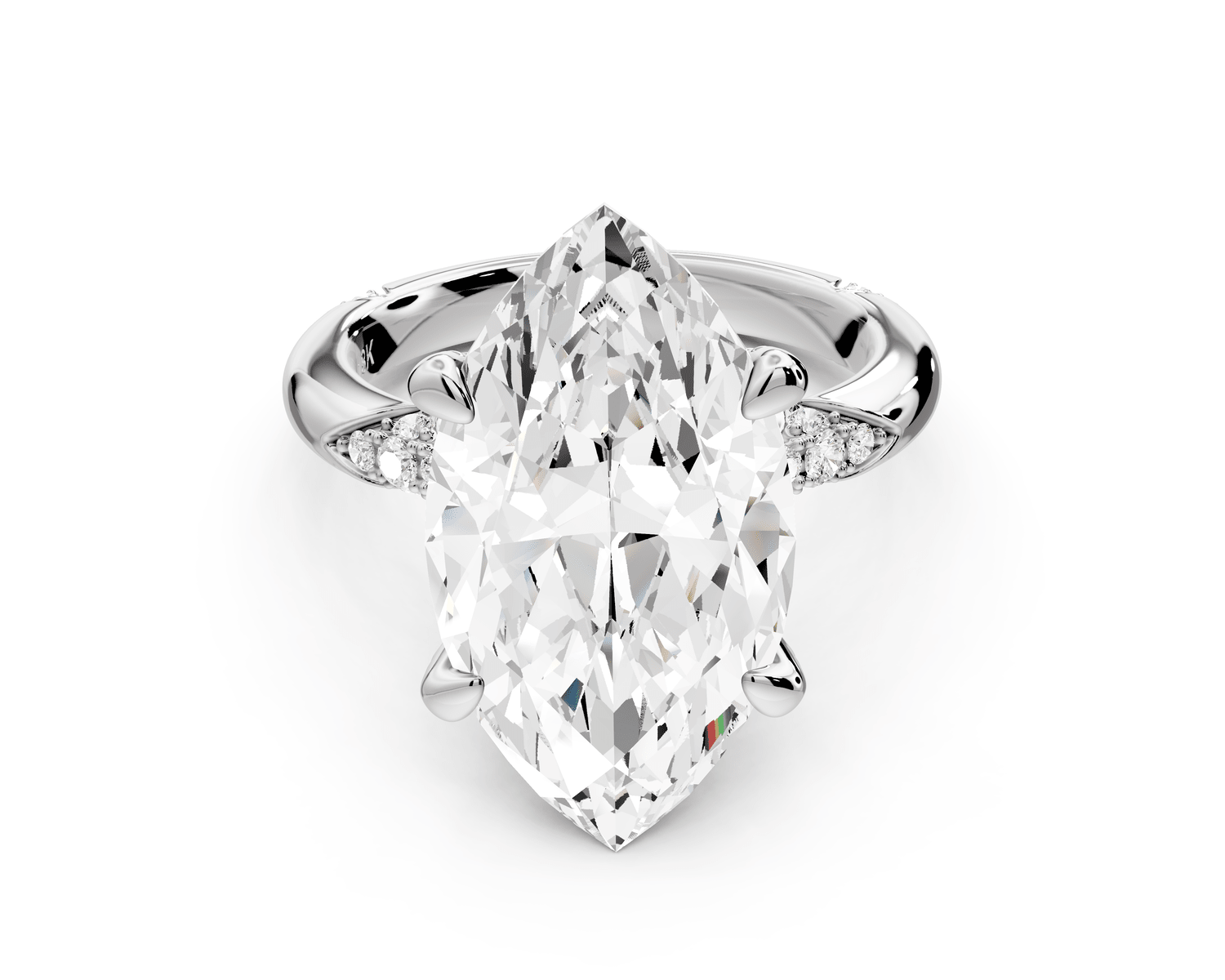 Luna - 5ct platinum marquise Diamond Crown with Flush - Set Diamond Clusters Engagement Ring - Mr. Alex Jewelry