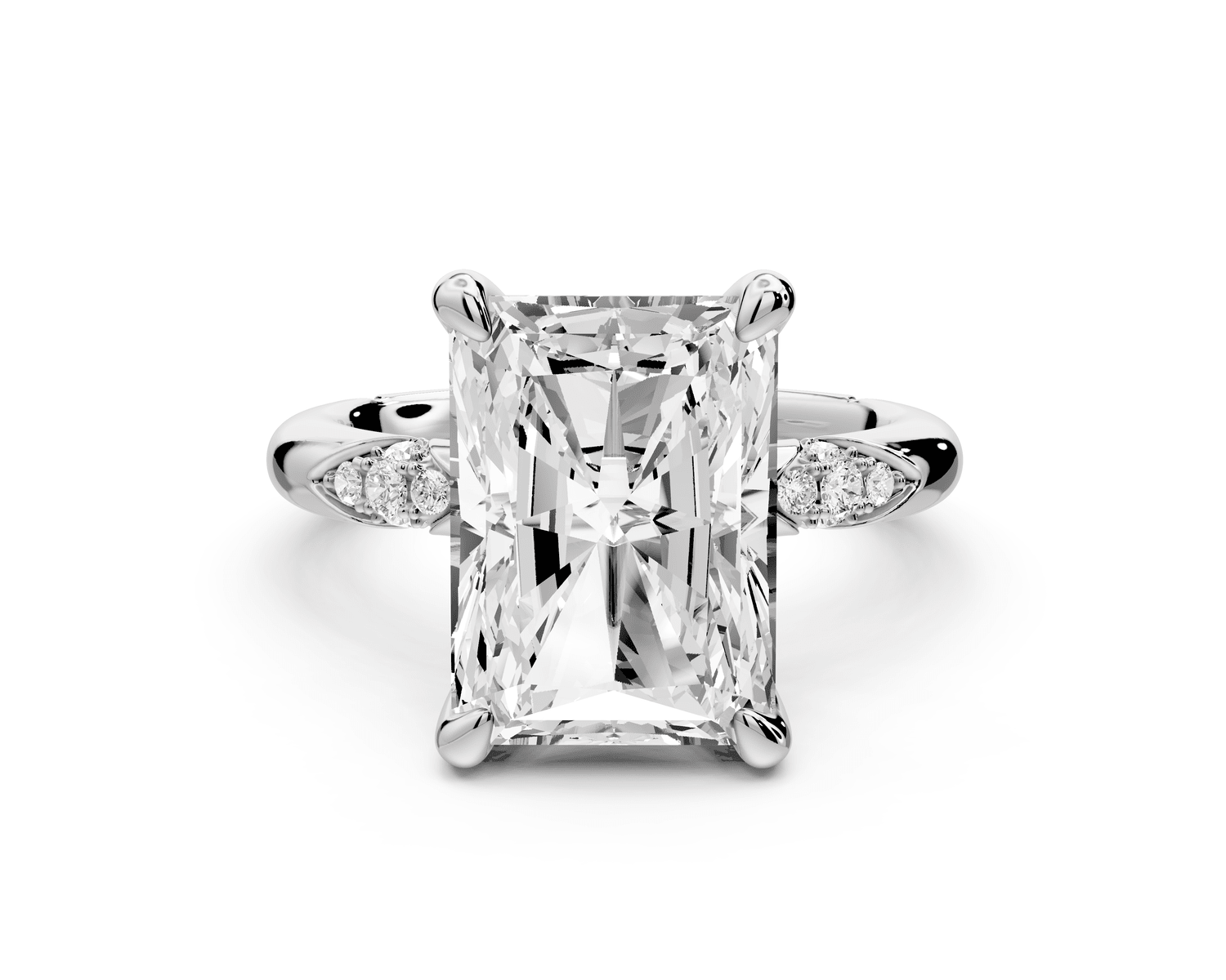Luna - 5ct platinum radiant Diamond Crown with Flush - Set Diamond Clusters Engagement Ring - Mr. Alex Jewelry