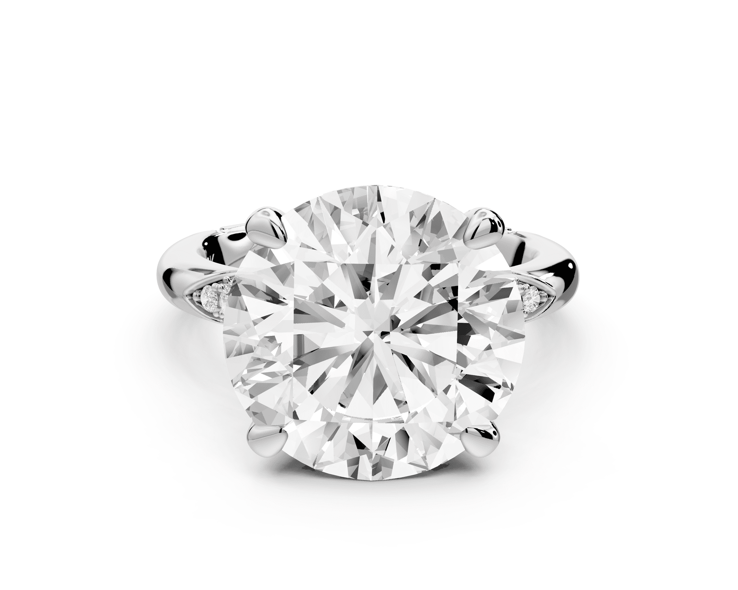 Luna - 5ct platinum round Diamond Crown with Flush - Set Diamond Clusters Engagement Ring - Mr. Alex Jewelry