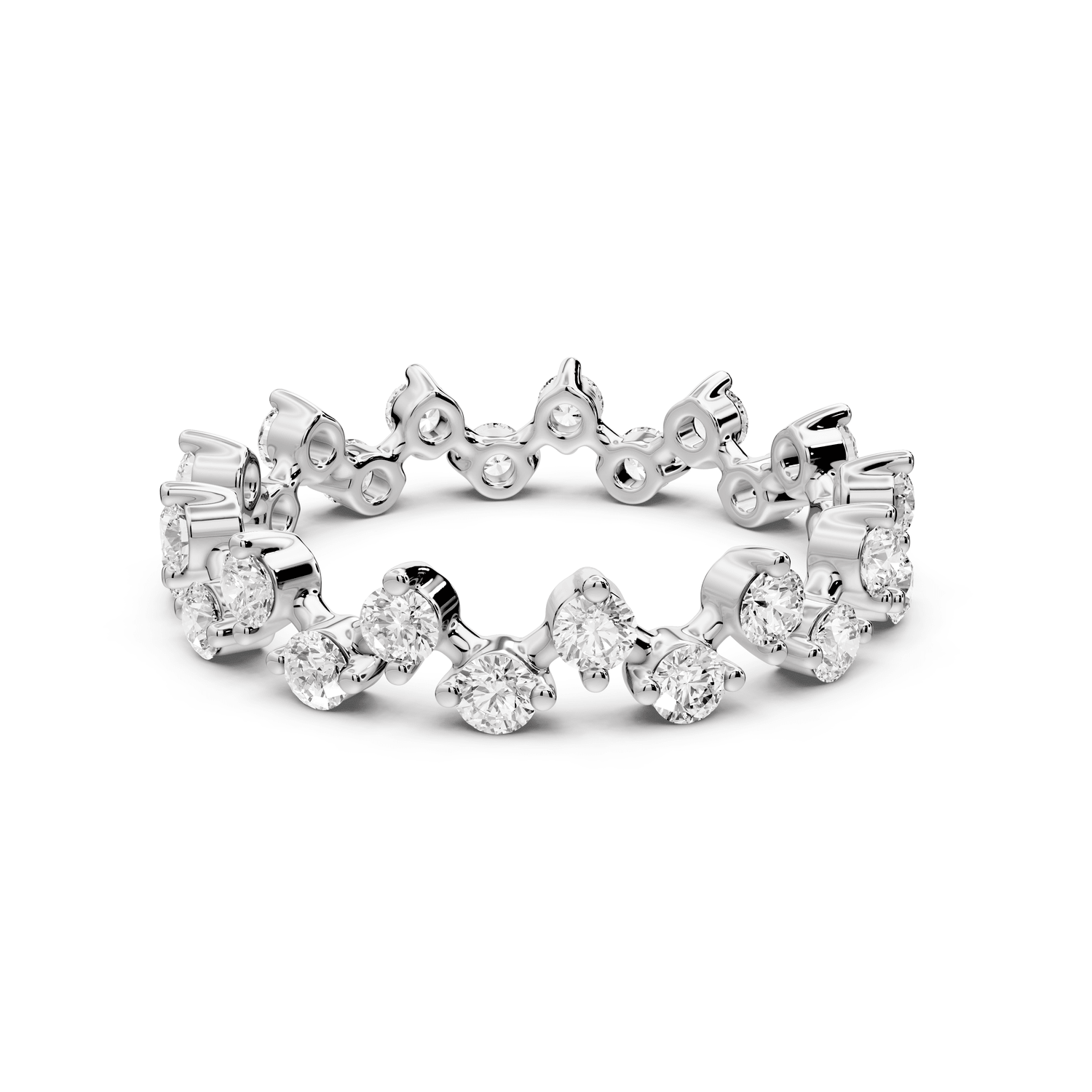 Lyrina - 0.78ct 18k white gold Diamond Cluster Eternity Band Ring - Mr. Alex Jewelry