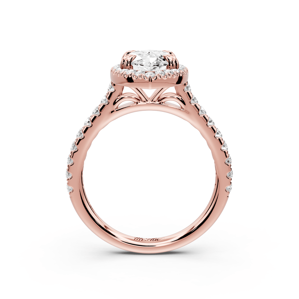 Marcella - 2ct 14k rose gold marquise halo double talon prong cathedral pavé engagement ring - Mr. Alex Jewelry
