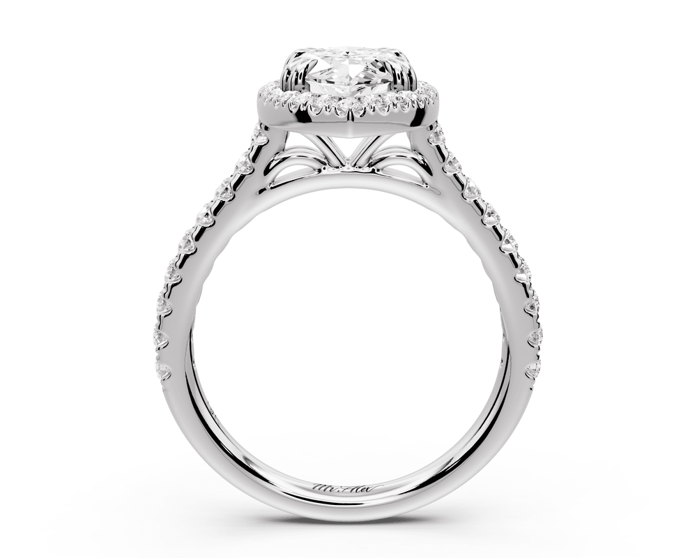Marcella - 2ct 14k white gold marquise halo double talon prong cathedral pavé engagement ring - Mr. Alex Jewelry