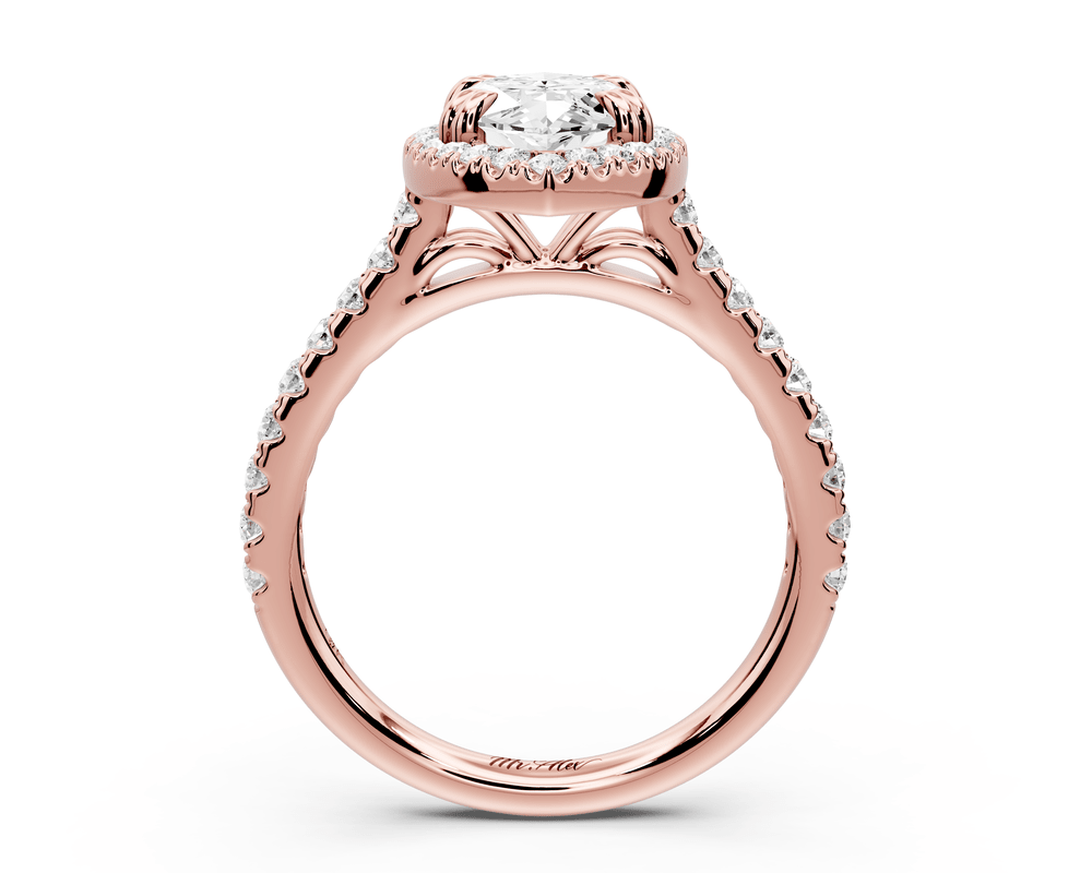 Marcella - 2ct 18k rose gold marquise halo double talon prong cathedral pavé engagement ring - Mr. Alex Jewelry