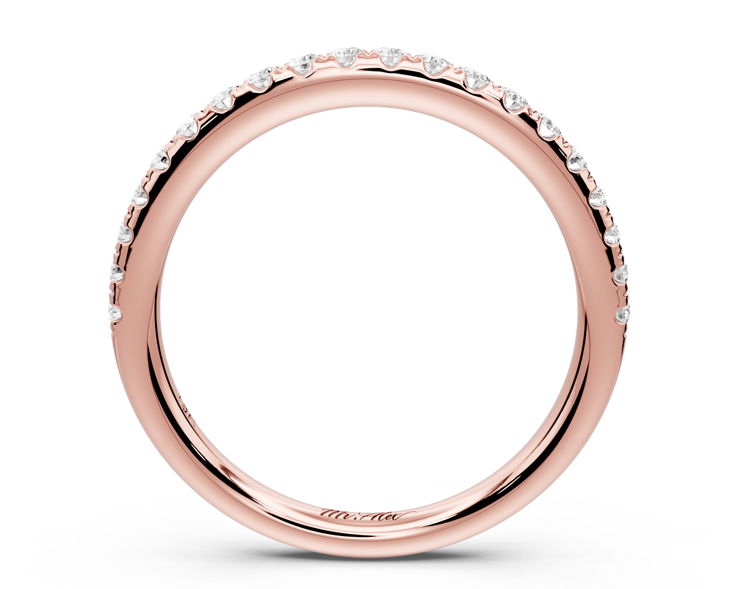 Marina - 14k rose gold Half - Eternity Shared Prong Pave Wedding Band - Mr. Alex Jewelry