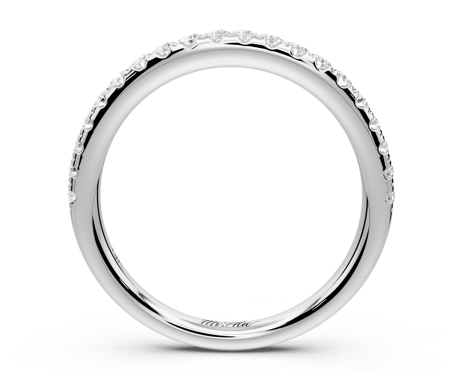 Marina - 14k white gold Half - Eternity Shared Prong Pave Wedding Band - Mr. Alex Jewelry