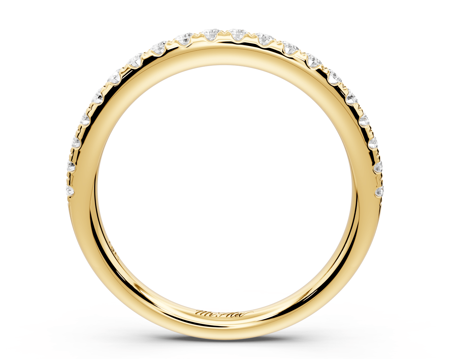 Marina - 14k yellow gold Half - Eternity Shared Prong Pave Wedding Band - Mr. Alex Jewelry