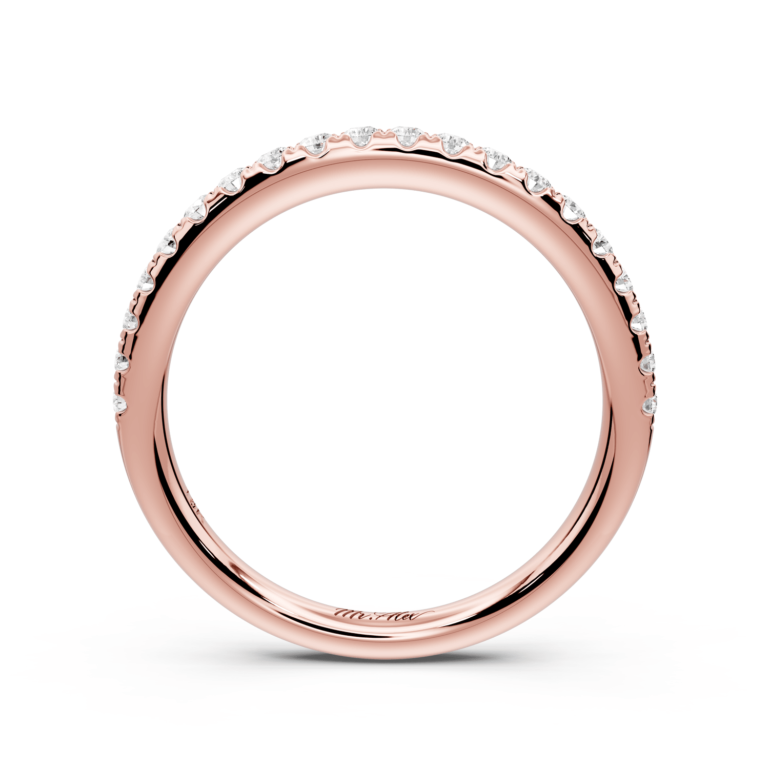 Marina - 18k rose gold Half - Eternity Shared Prong Pave Wedding Band - Mr. Alex Jewelry