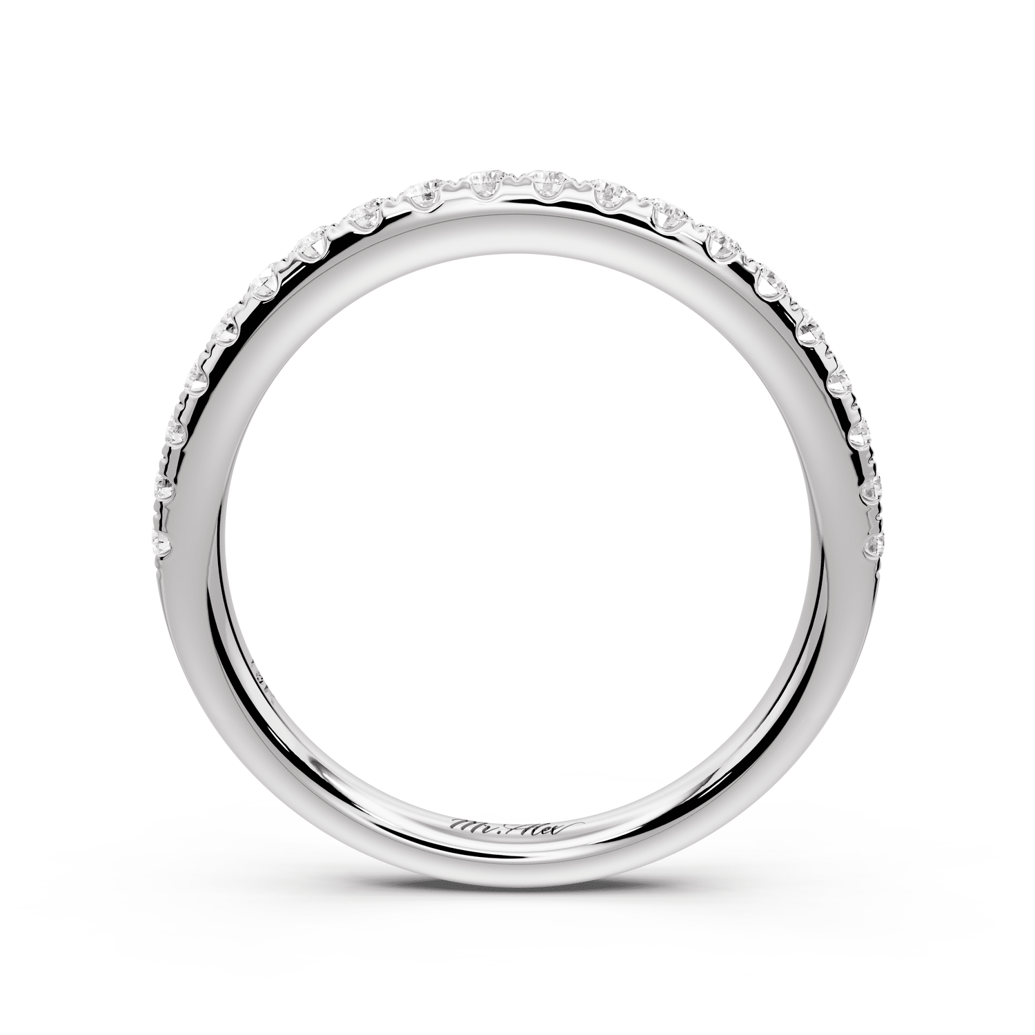 Marina - 18k white gold Half - Eternity Shared Prong Pave Wedding Band - Mr. Alex Jewelry
