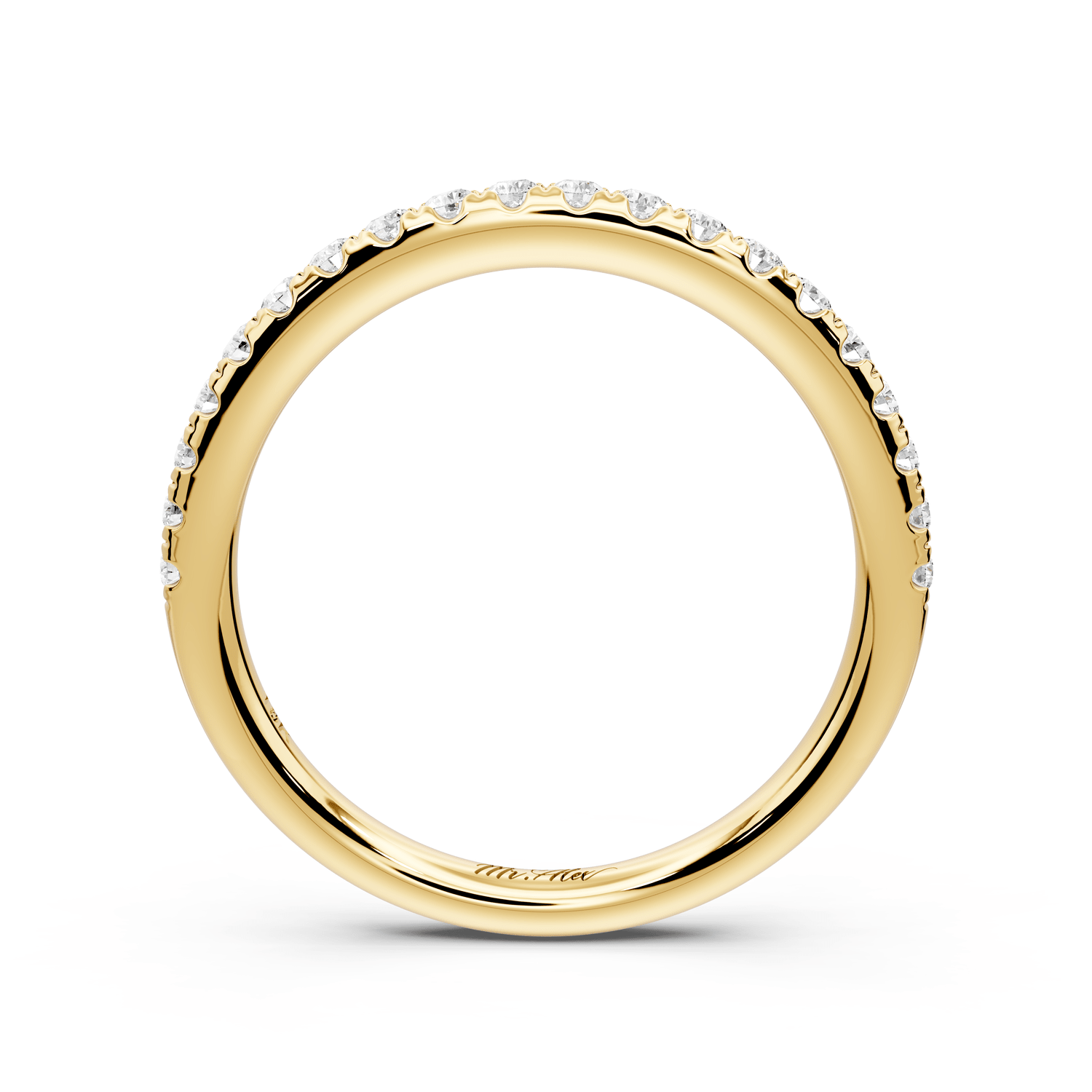 Marina - 18k yellow gold Half - Eternity Shared Prong Pave Wedding Band - Mr. Alex Jewelry