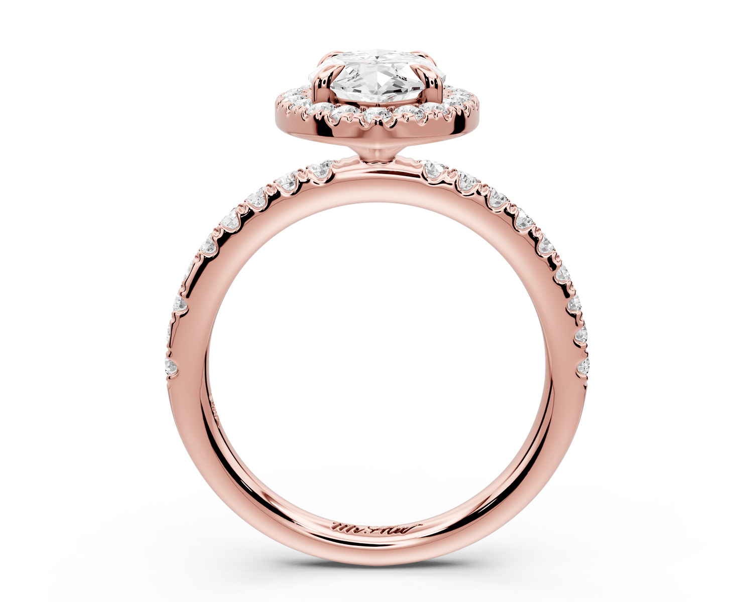 Marina - 2ct 14k rose gold marquise halo pavé half band engagement ring - Mr. Alex Jewelry