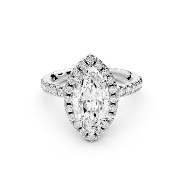 Marina - 2ct 14k white gold marquise halo pavé half band engagement ring - Mr. Alex Jewelry