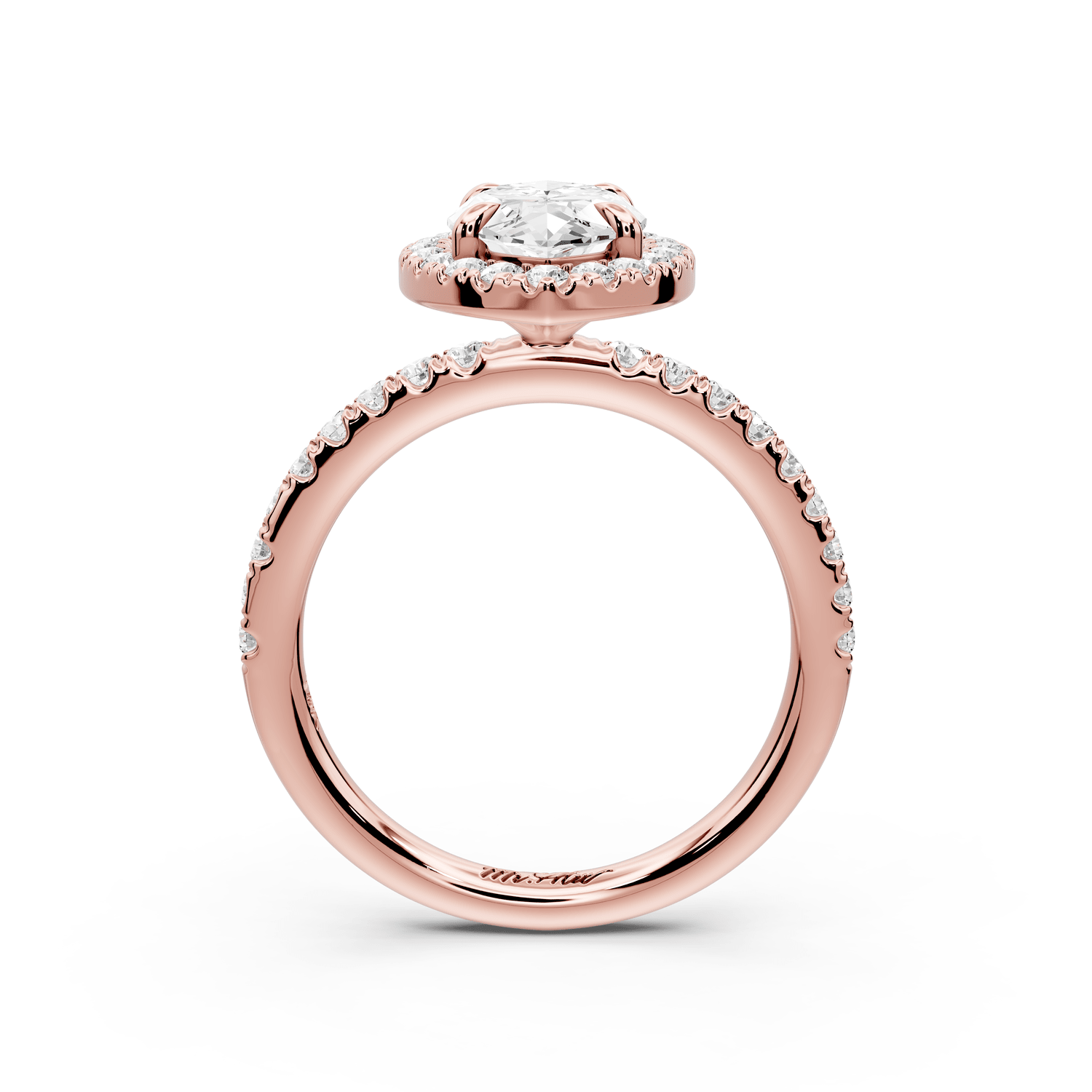 Marina - 2ct 18k rose gold marquise halo pavé half band engagement ring - Mr. Alex Jewelry