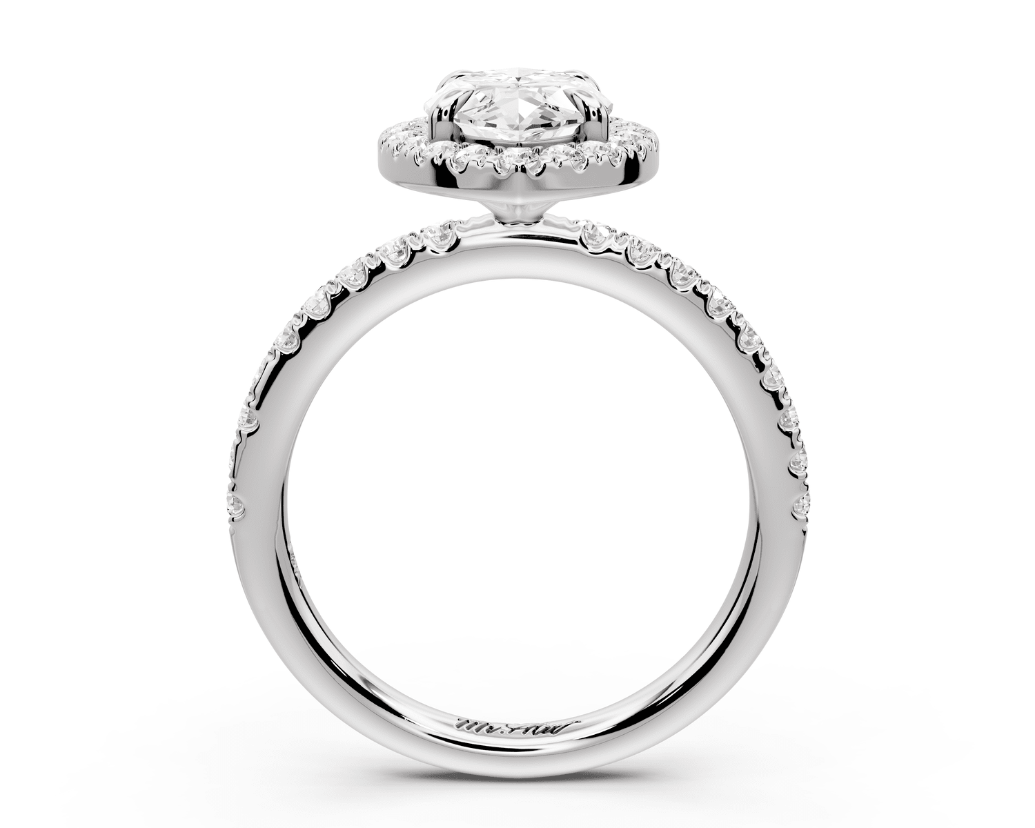 Marina - 2ct 18k white gold marquise halo pavé half band engagement ring - Mr. Alex Jewelry