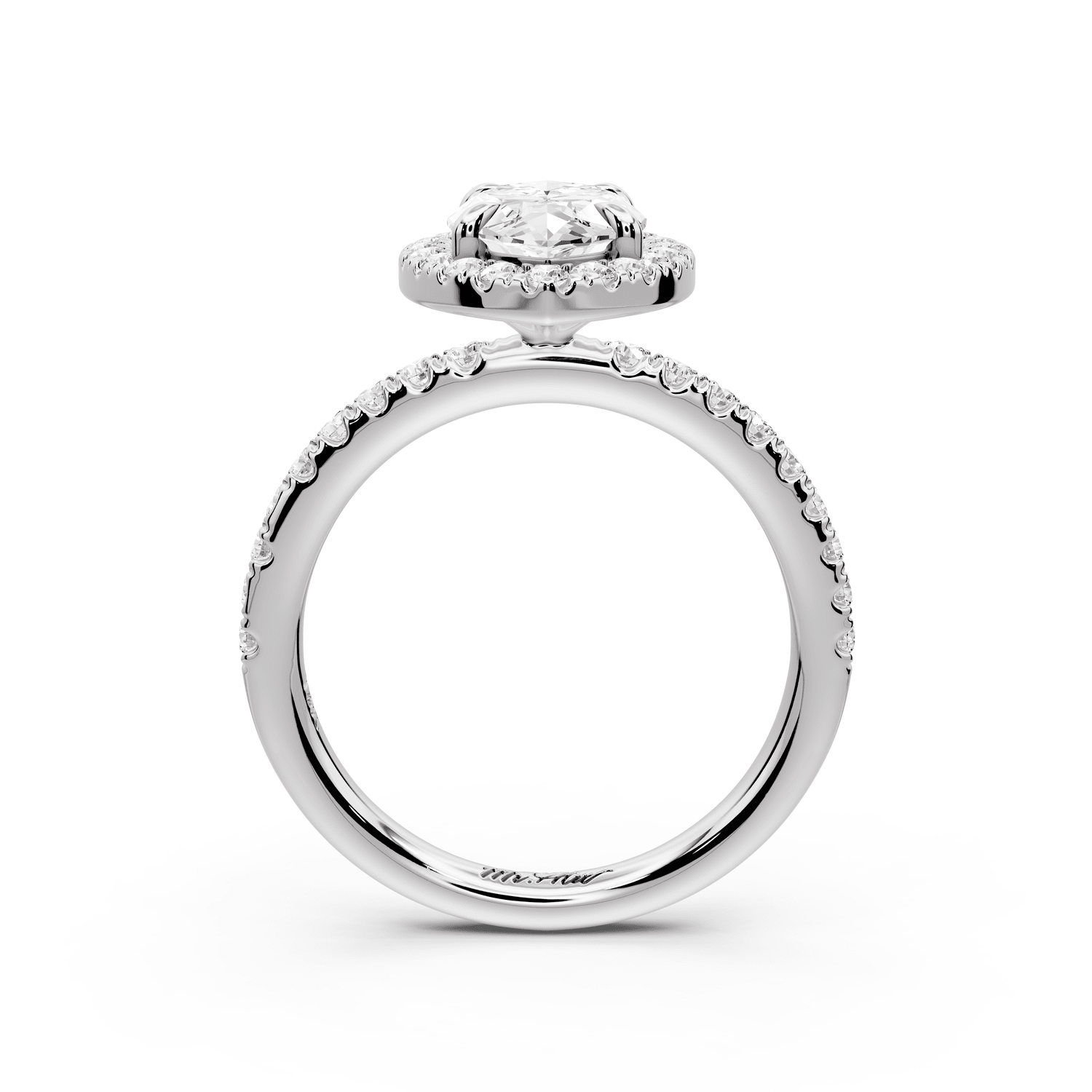 Marina - 2ct 18k white gold marquise halo pavé half band engagement ring - Mr. Alex Jewelry
