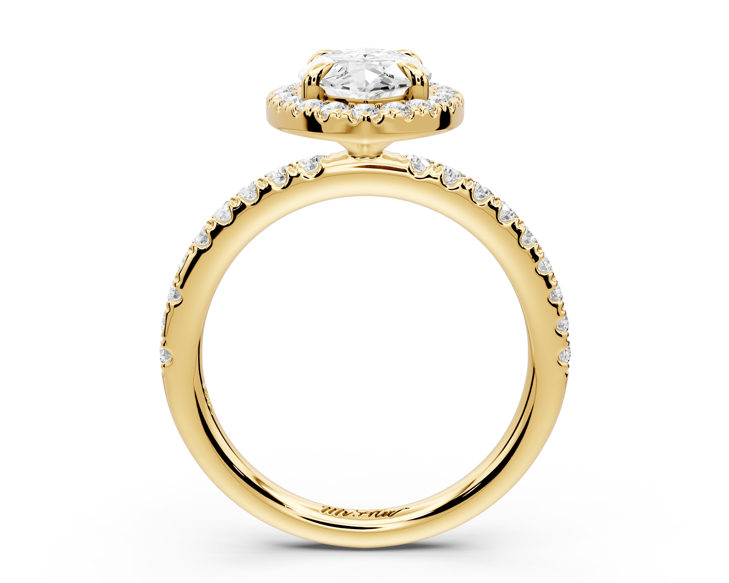 Marina - 2ct 18k yellow gold marquise halo pavé half band engagement ring - Mr. Alex Jewelry