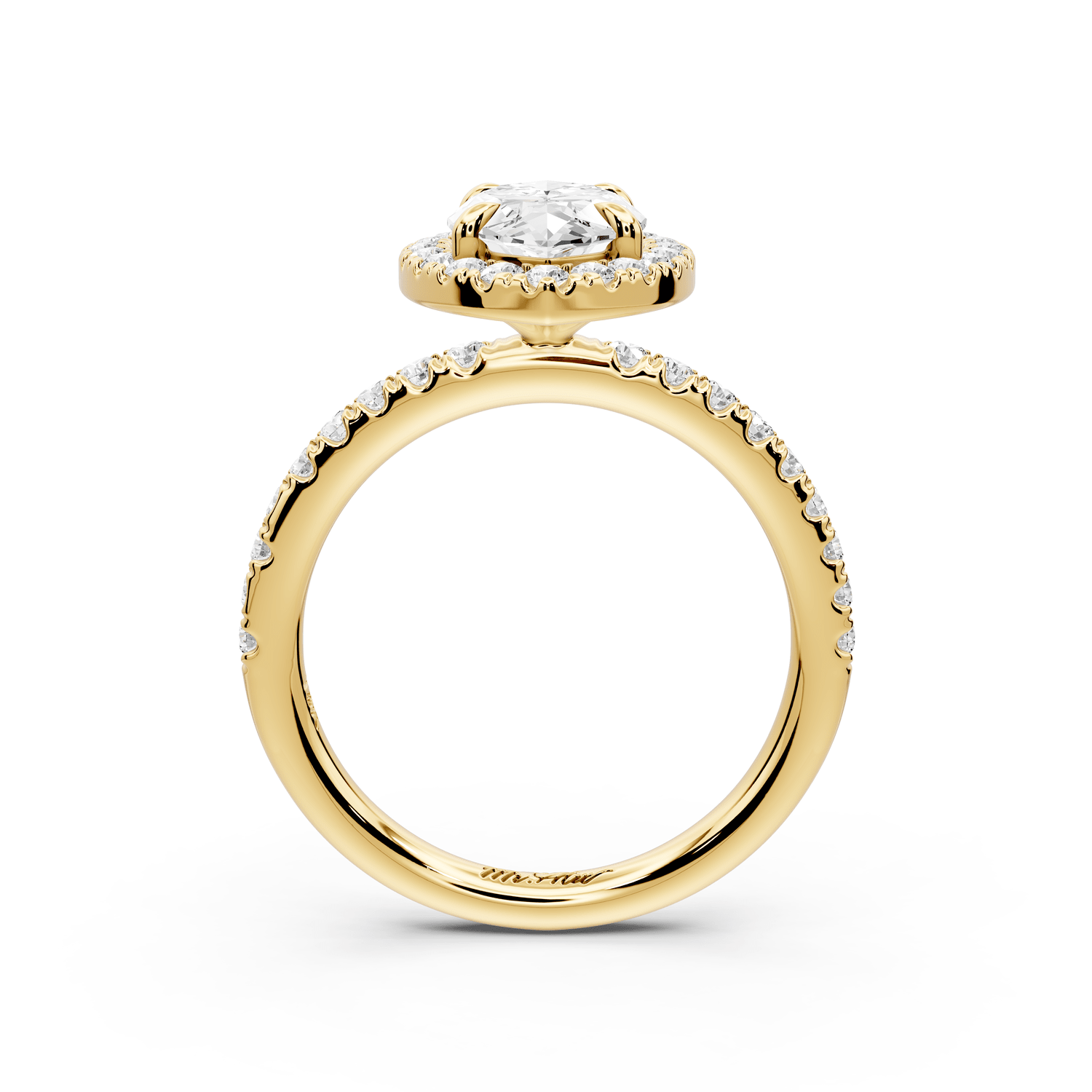 Marina - 2ct 18k yellow gold marquise halo pavé half band engagement ring - Mr. Alex Jewelry