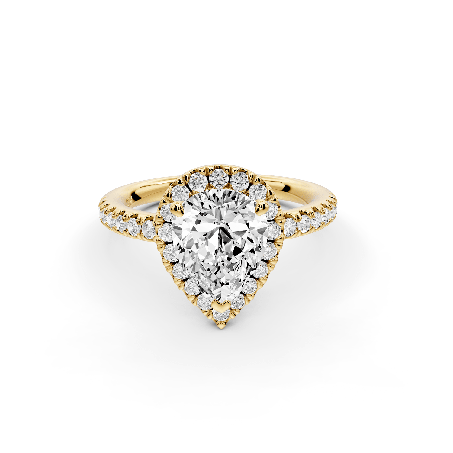 Marina - 2ct 18k yellow gold pear halo pavé half band engagment ring - Mr. Alex Jewelry