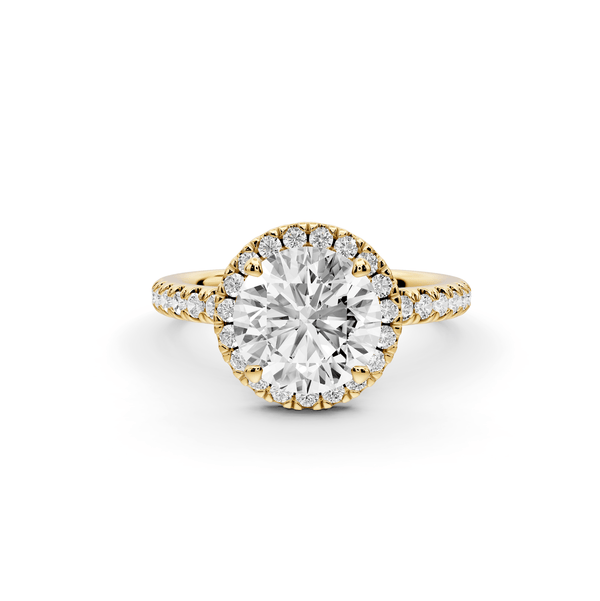 Marina - 2ct 18k yellow gold round halo pavé half band engagment ring - Mr. Alex Jewelry