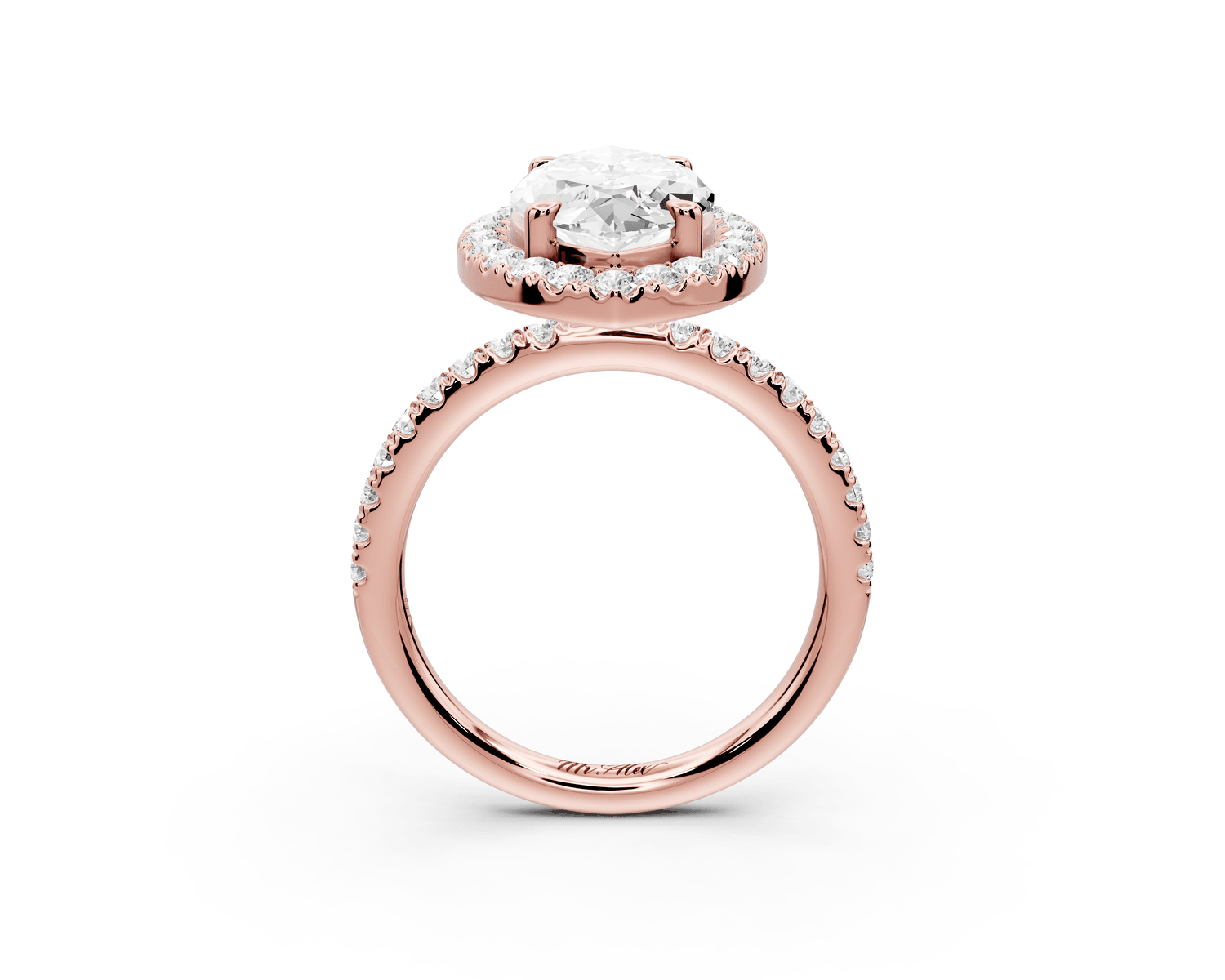 Marina - 3ct 14k rose gold marquise halo pavé half band engagement ring - Mr. Alex Jewelry